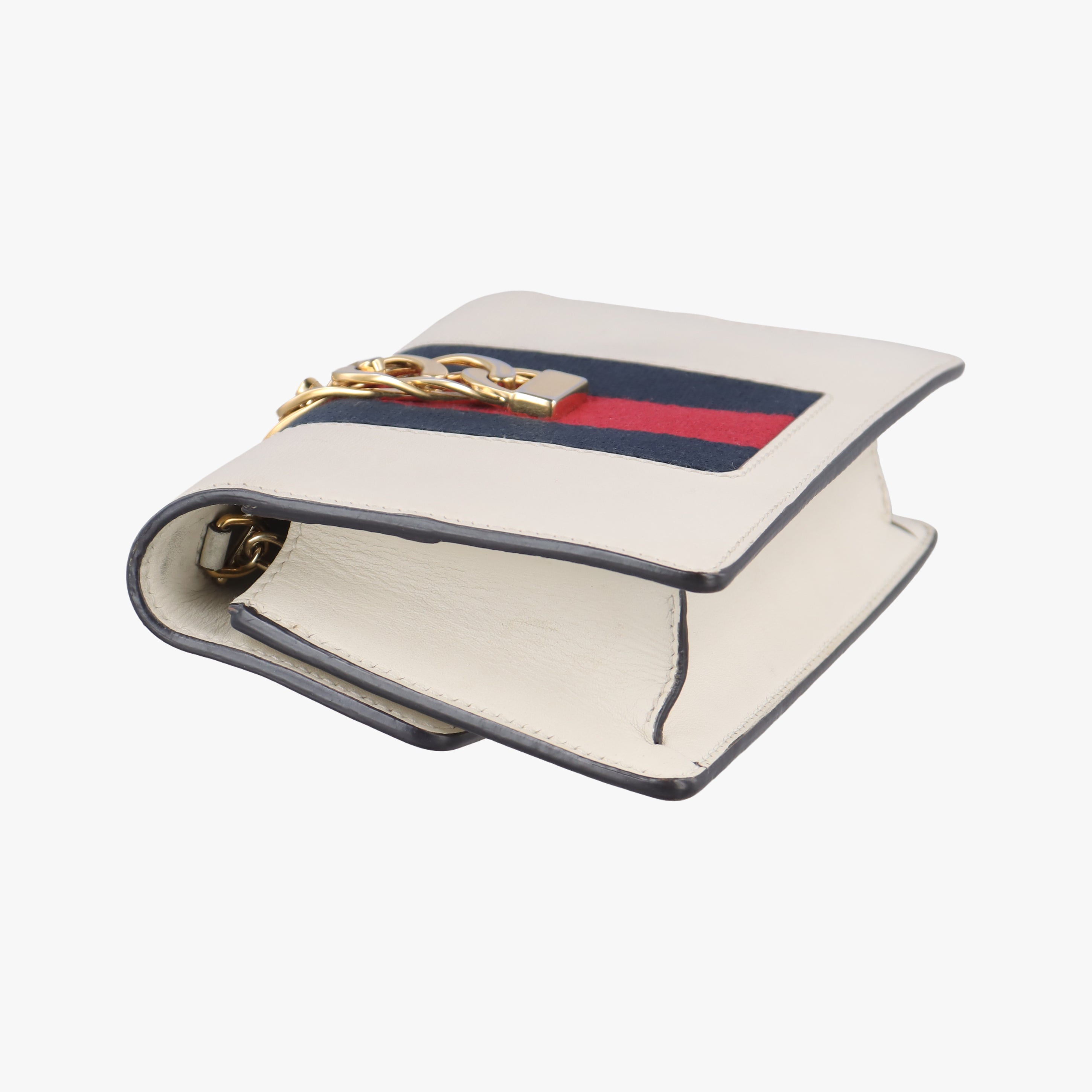 Pre-owned Gucci Sylvie Ivory×Navy×Red Leather 494646 shoulderbag | stylenewstar