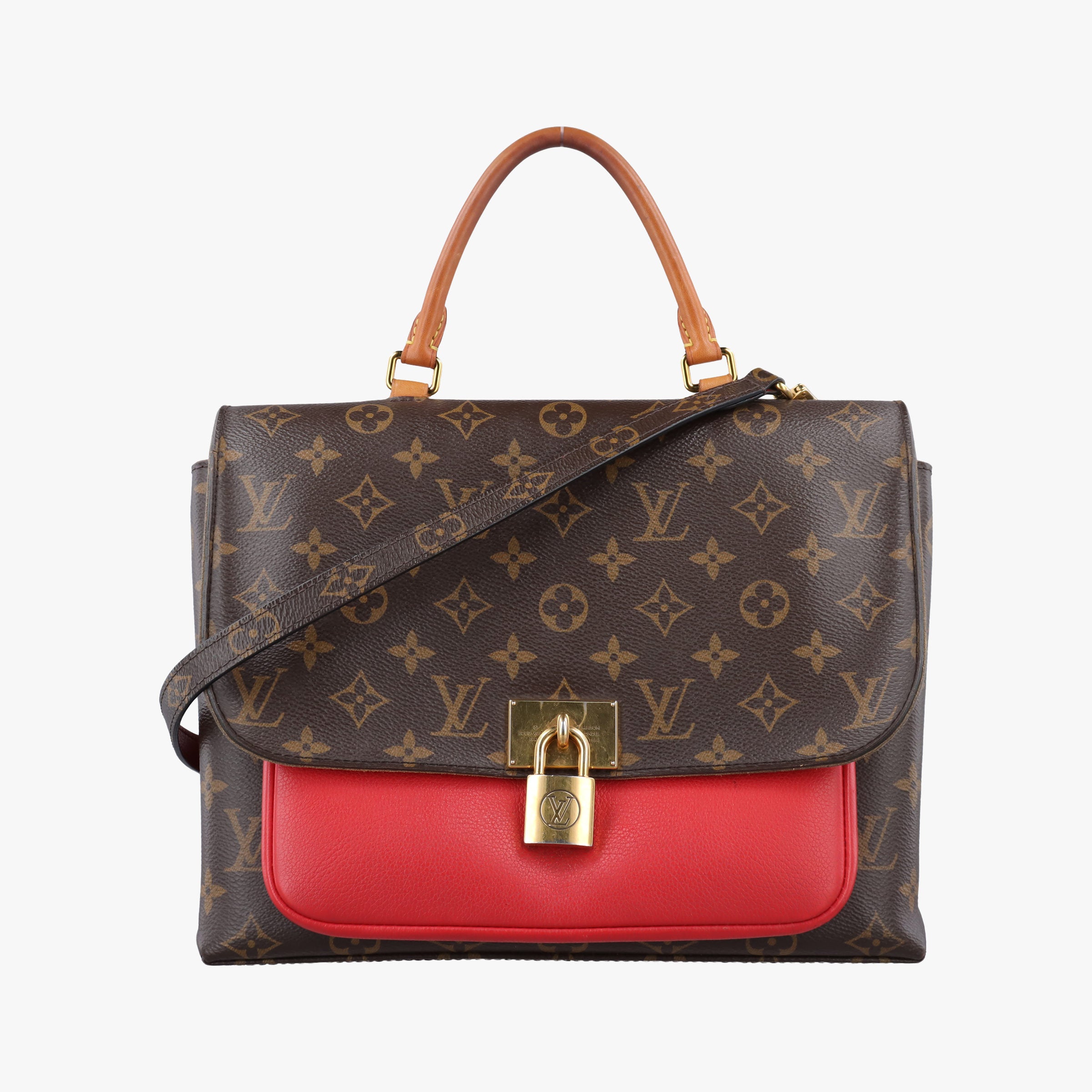 Pre-owned Louis Vuitton MARIGNAN Brown×COQUELICOT Monogram Canvas×calf leather M44286 shoulderbag | stylenewstar