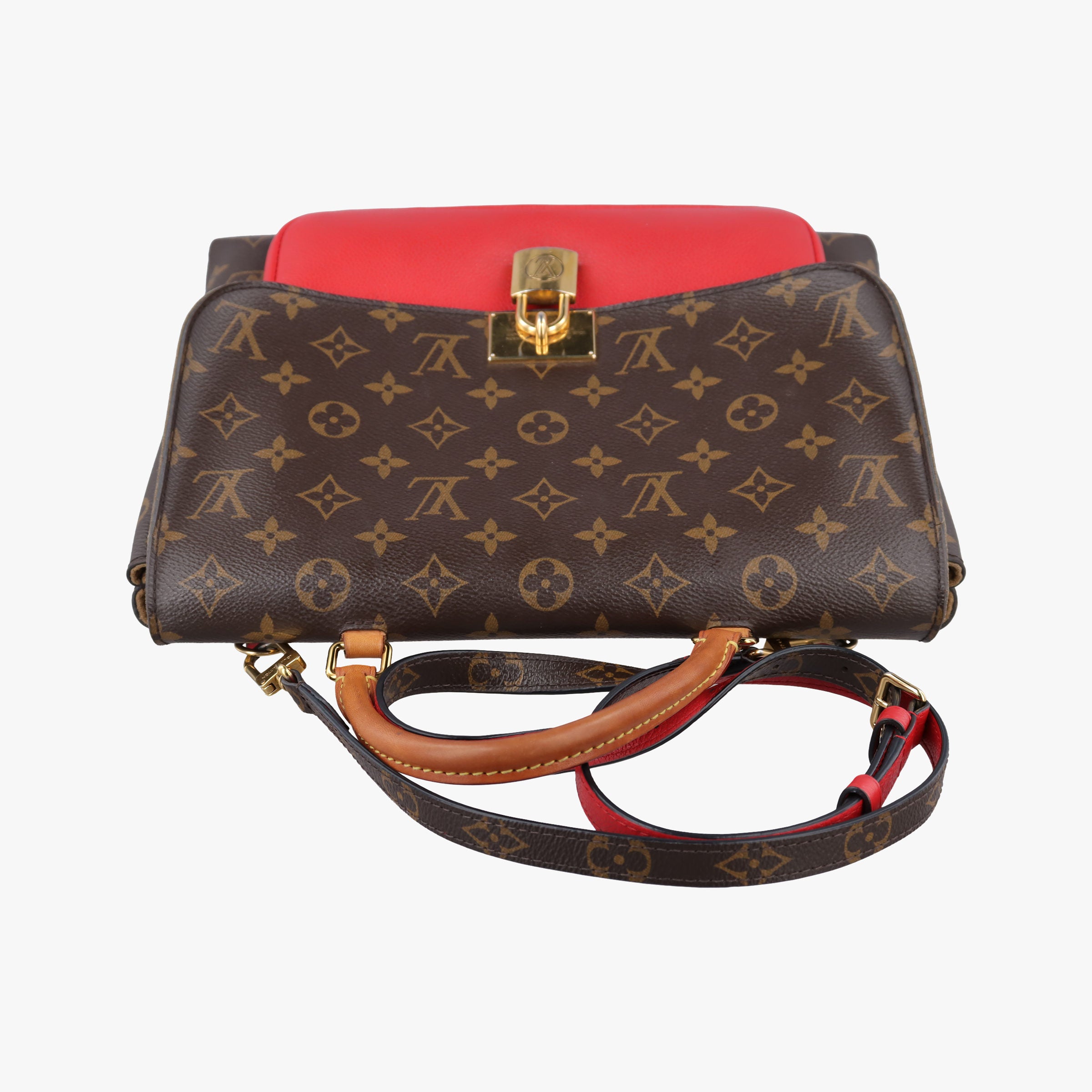 Pre-owned Louis Vuitton MARIGNAN Brown×COQUELICOT Monogram Canvas×calf leather M44286 shoulderbag | stylenewstar