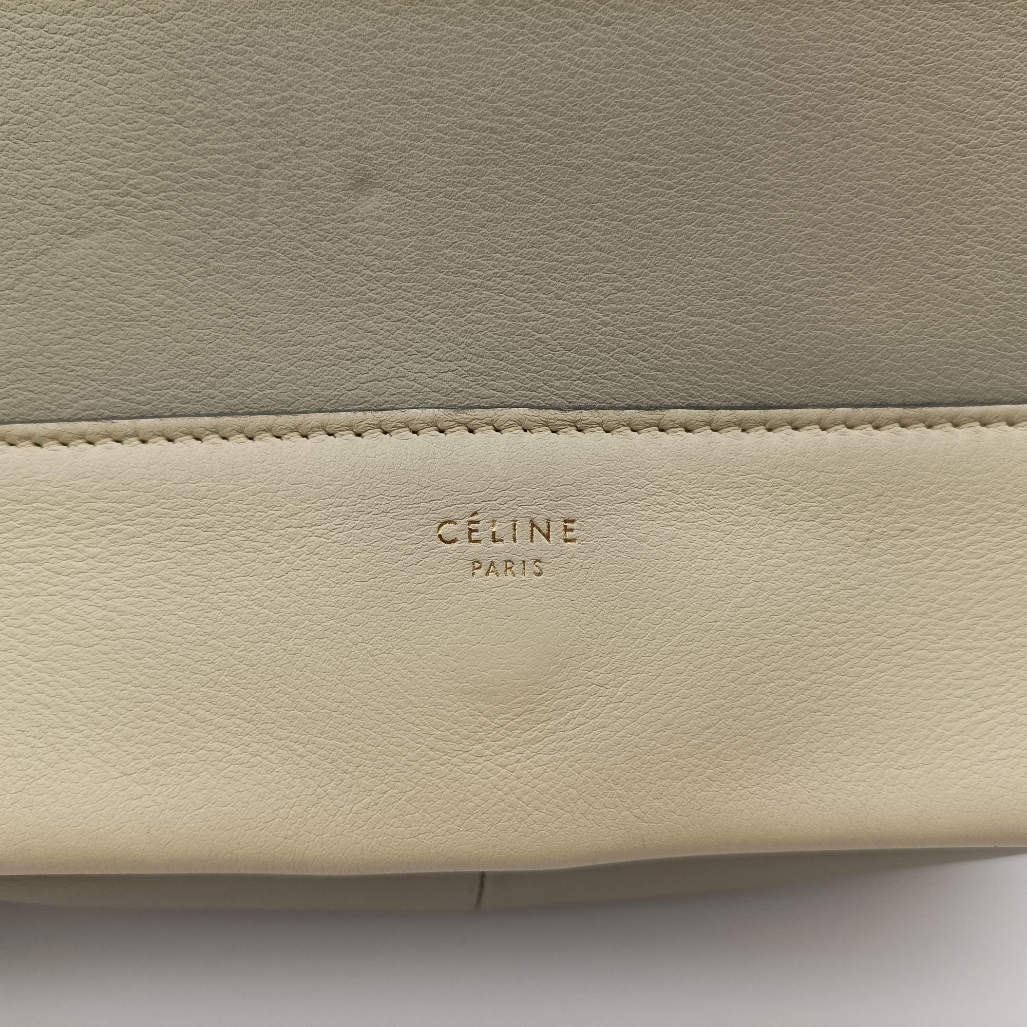 Pre-owned Celine Frame Beige x Green Leather  shoulderbag | stylenewstar