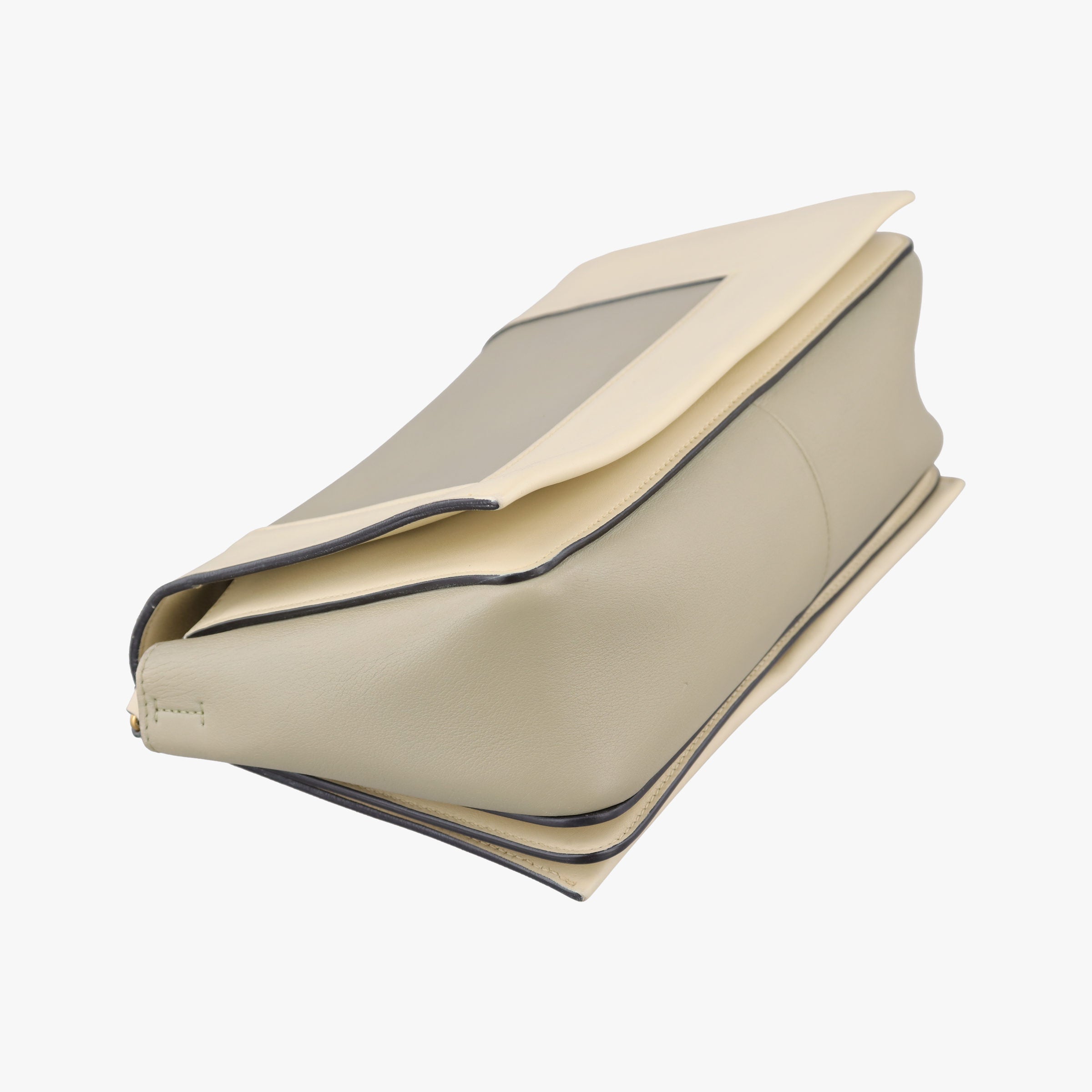 Pre-owned Celine Frame Beige x Green Leather  shoulderbag | stylenewstar
