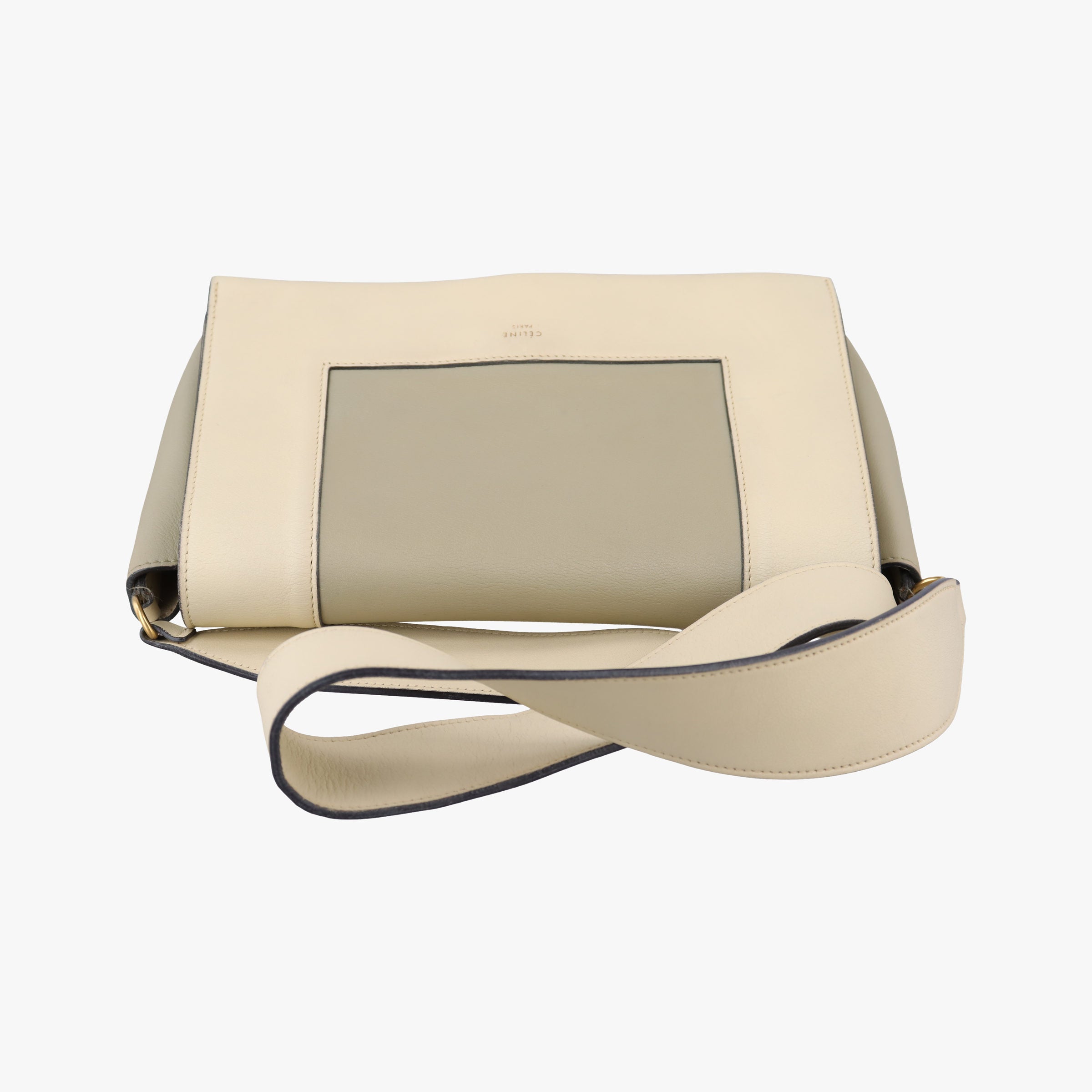 Pre-owned Celine Frame Beige x Green Leather  shoulderbag | stylenewstar