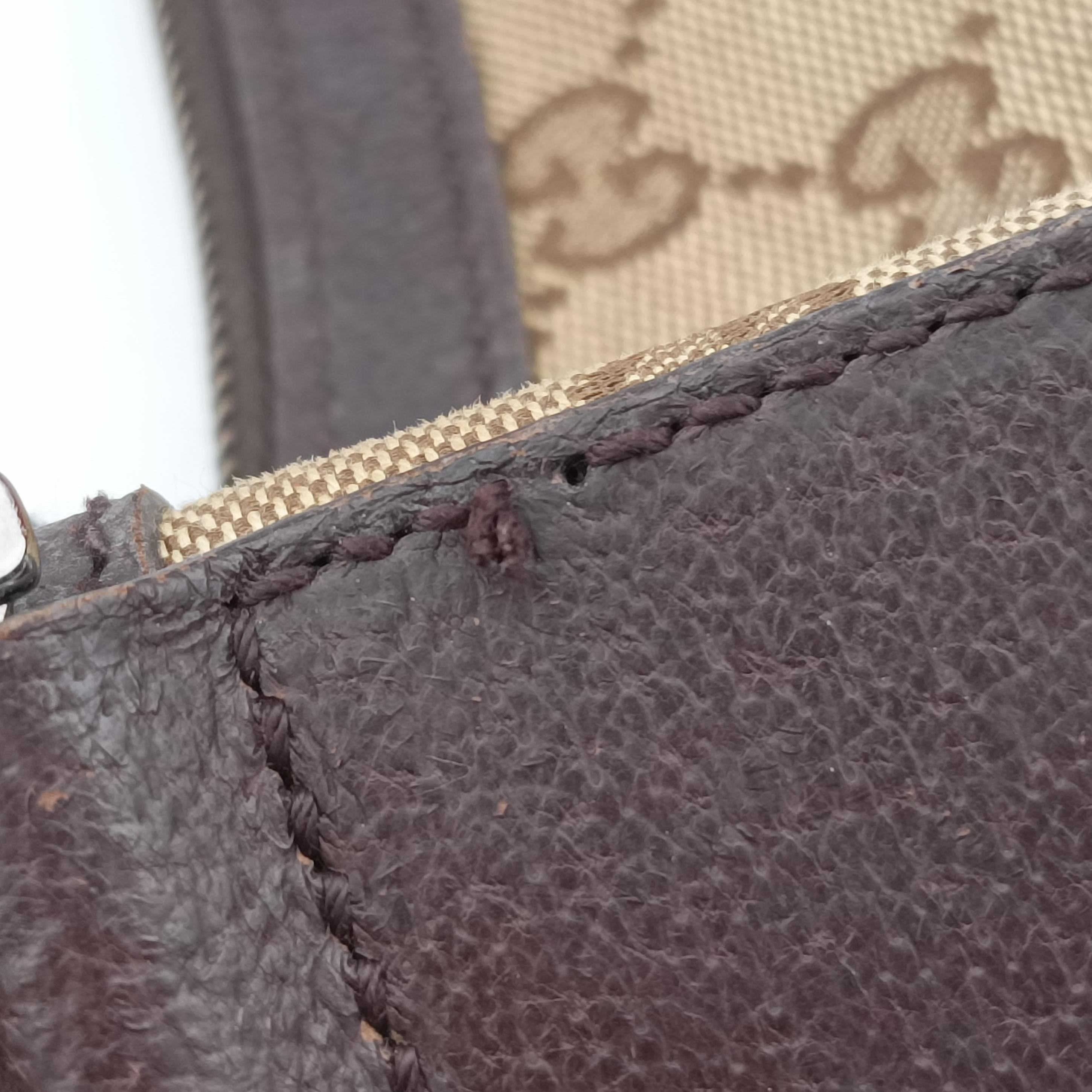 Pre-owned Gucci Sherry Line Brown canvas 181092 shoulderbag | stylenewstar