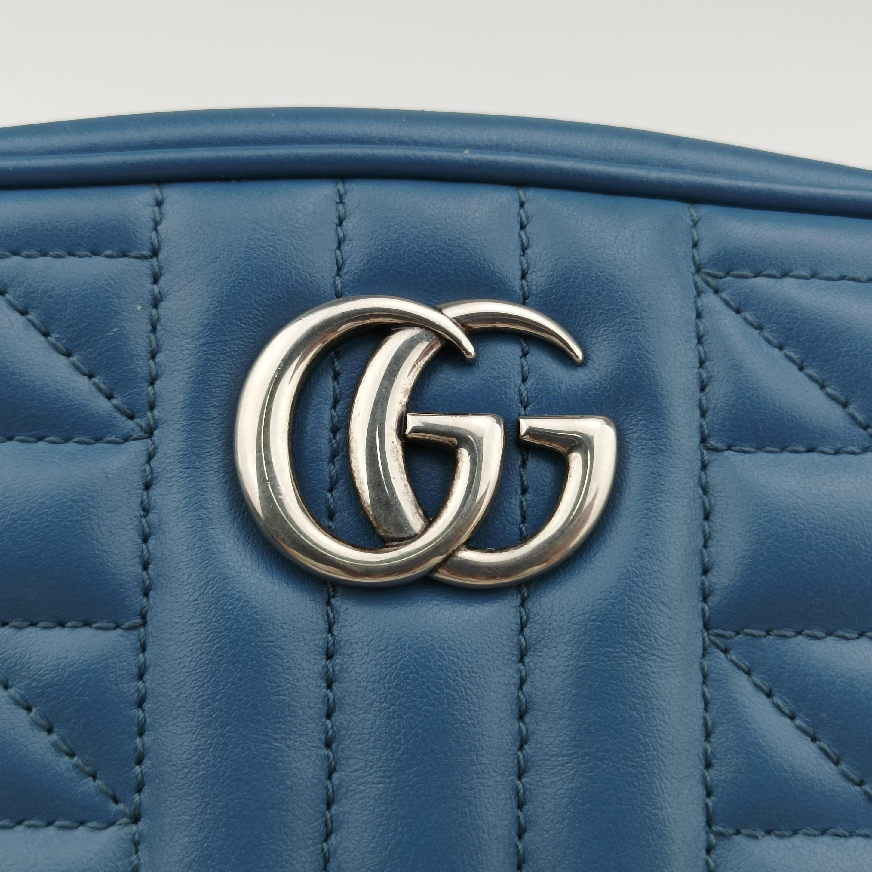 Vintage Gucci GG Marmont Blue Leather 634936 shoulderbag | stylenewstar