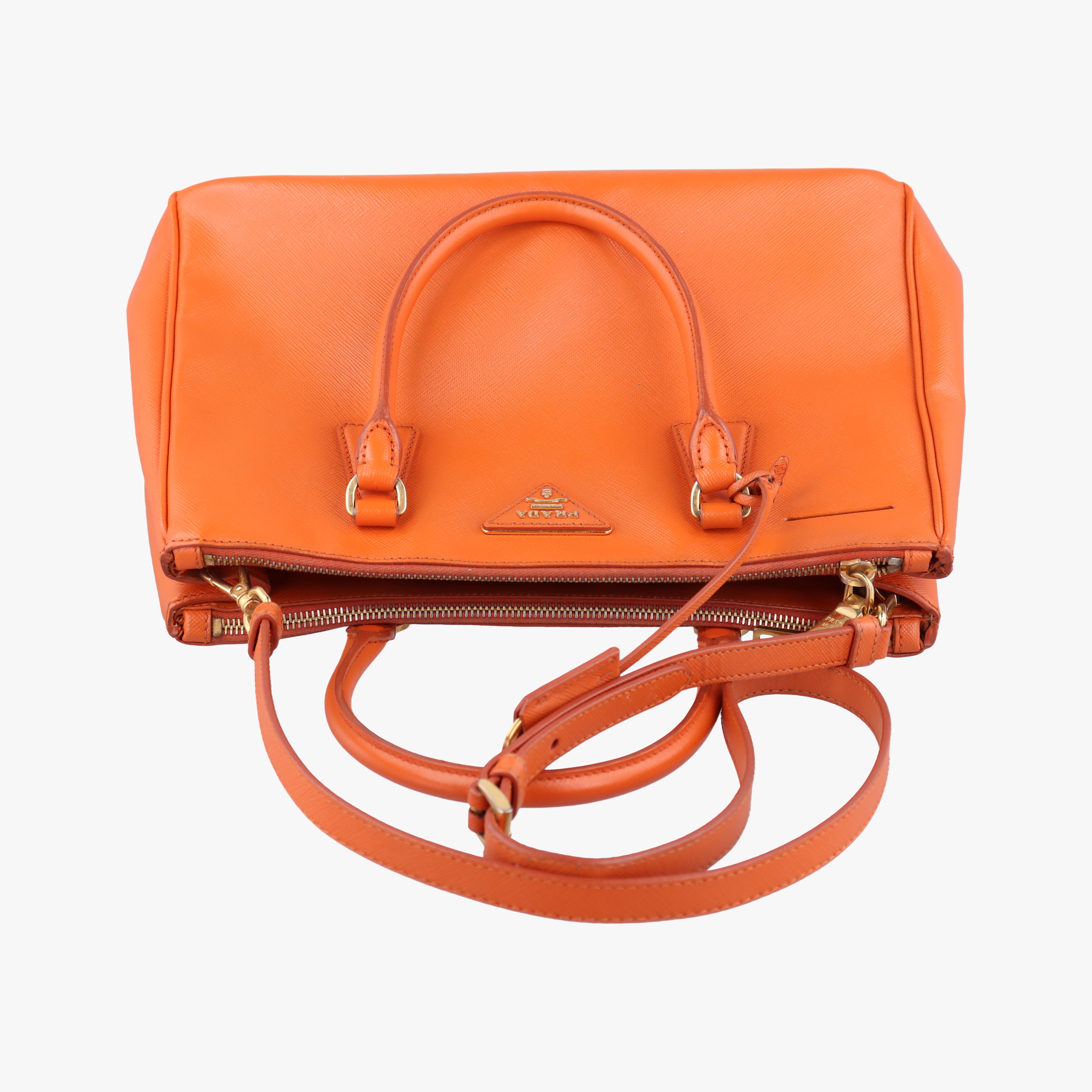 Secondhand Prada Galleria Orange SAFFIANO Leather BN2274 shoulderbag | stylenewstar