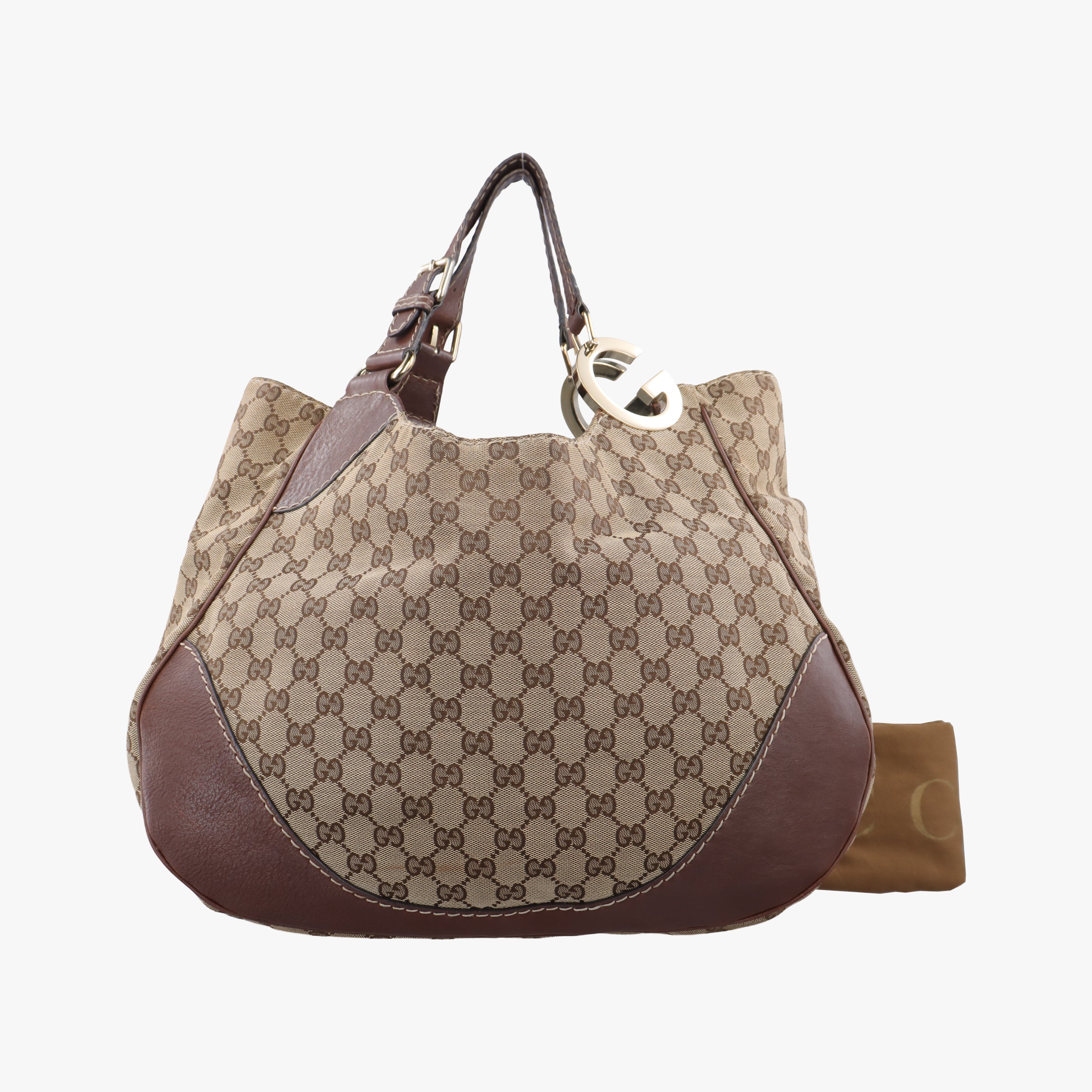 Pre-owned Gucci Charlotte Hobo Brown canvas×leather 203504 shoulderbag | stylenewstar
