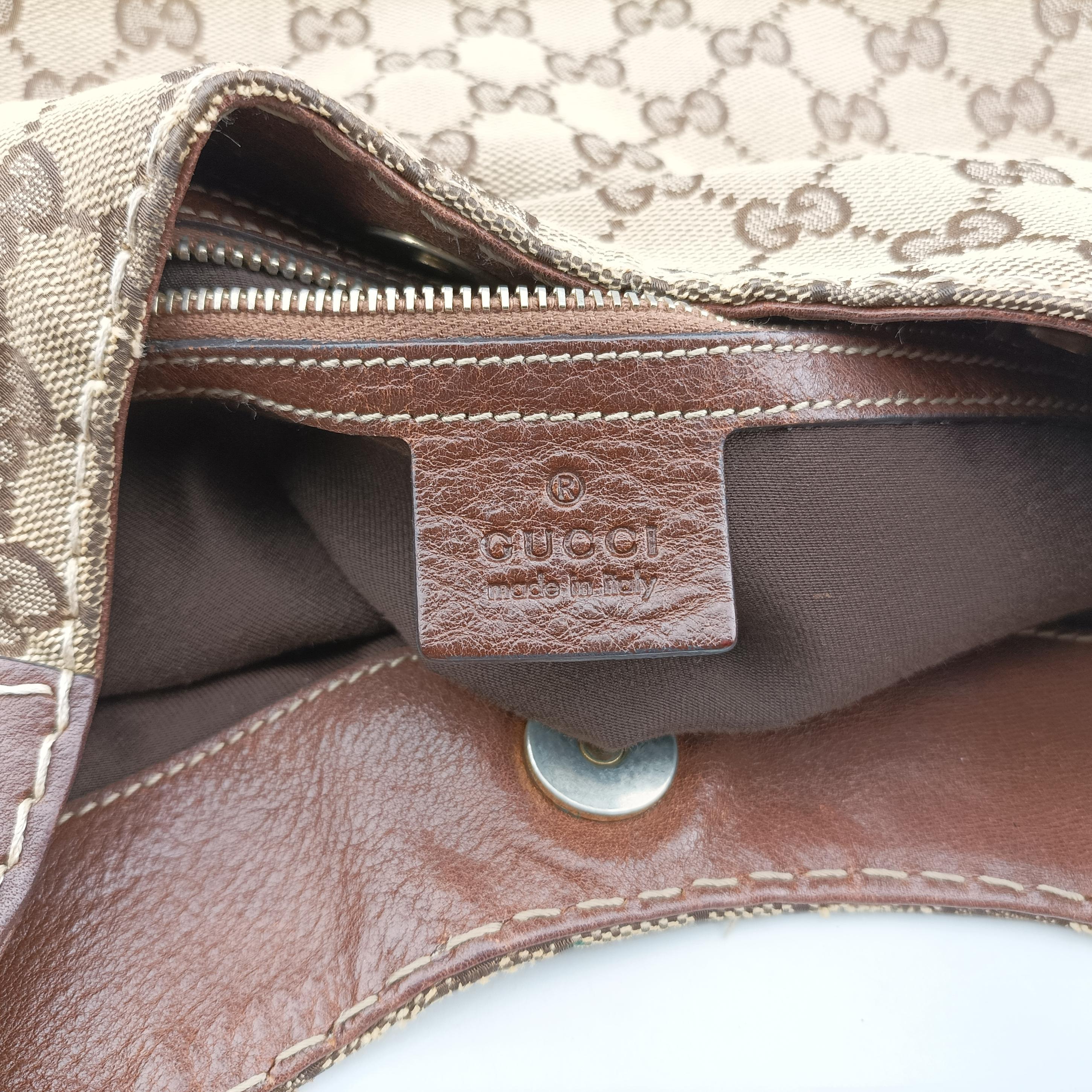 Pre-owned Gucci Charlotte Hobo Brown canvas×leather 203504 shoulderbag | stylenewstar