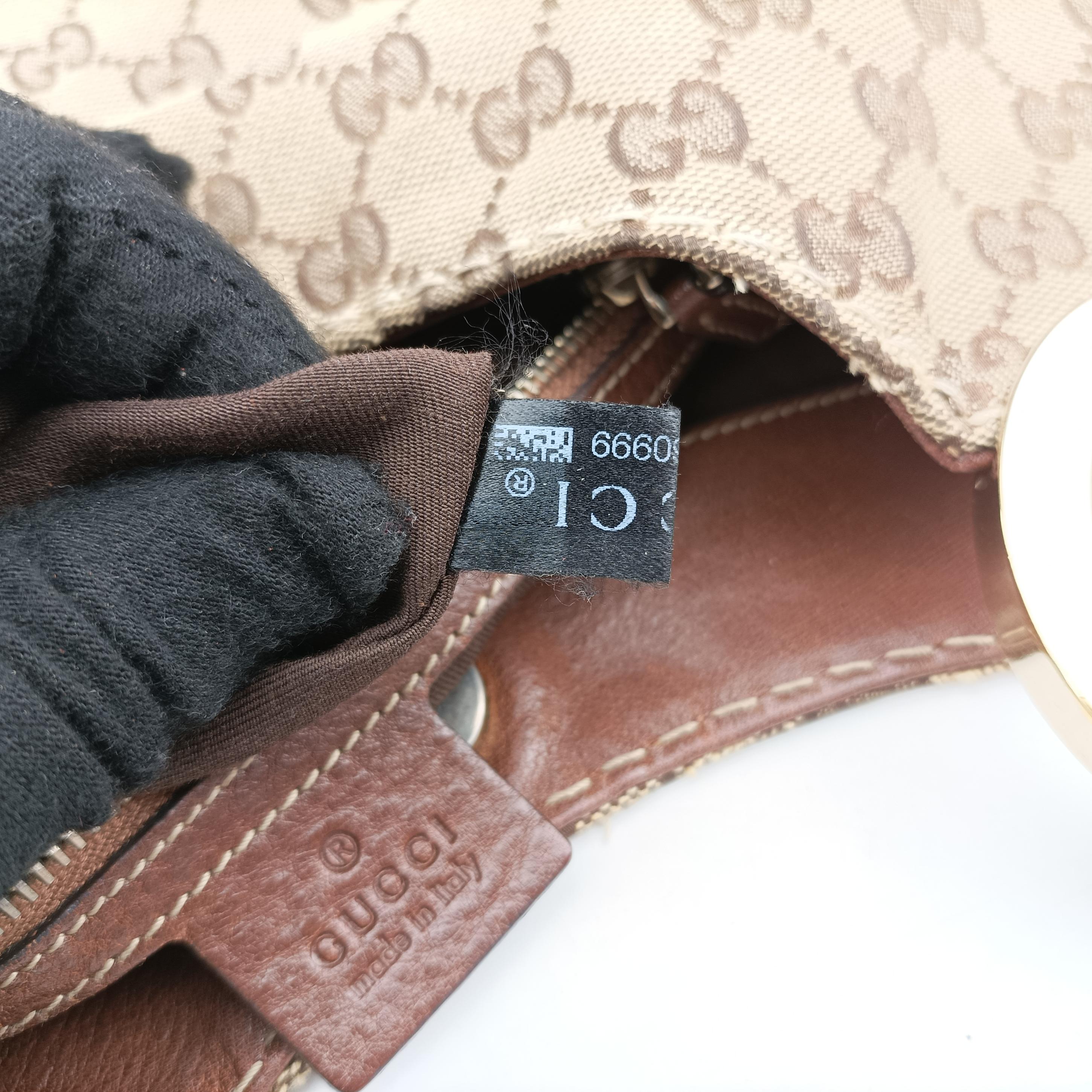 Pre-owned Gucci Charlotte Hobo Brown canvas×leather 203504 shoulderbag | stylenewstar
