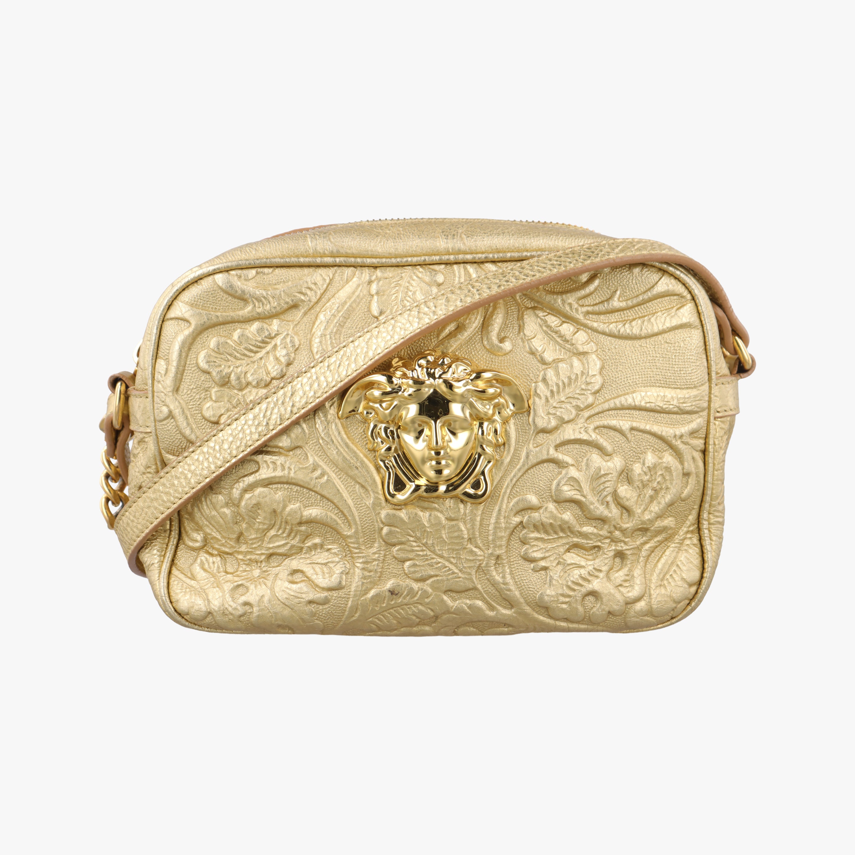 Pre-owned VERSACE Medusa Golden Leather  shoulderbag | stylenewstar