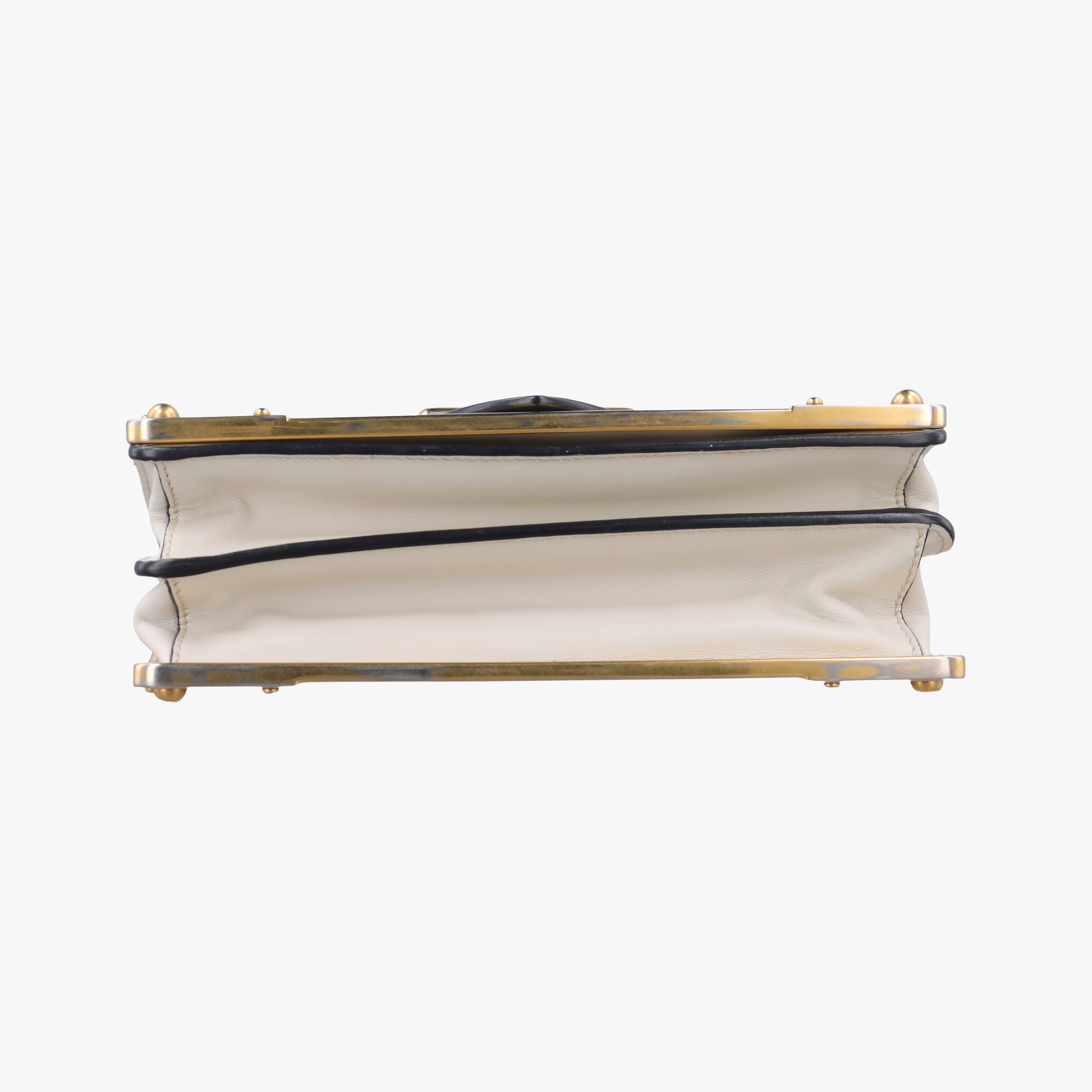 Pre-owned Prada Cahier Black×white Leather×SAFFIANO Leather 1BD045 shoulderbag | stylenewstar