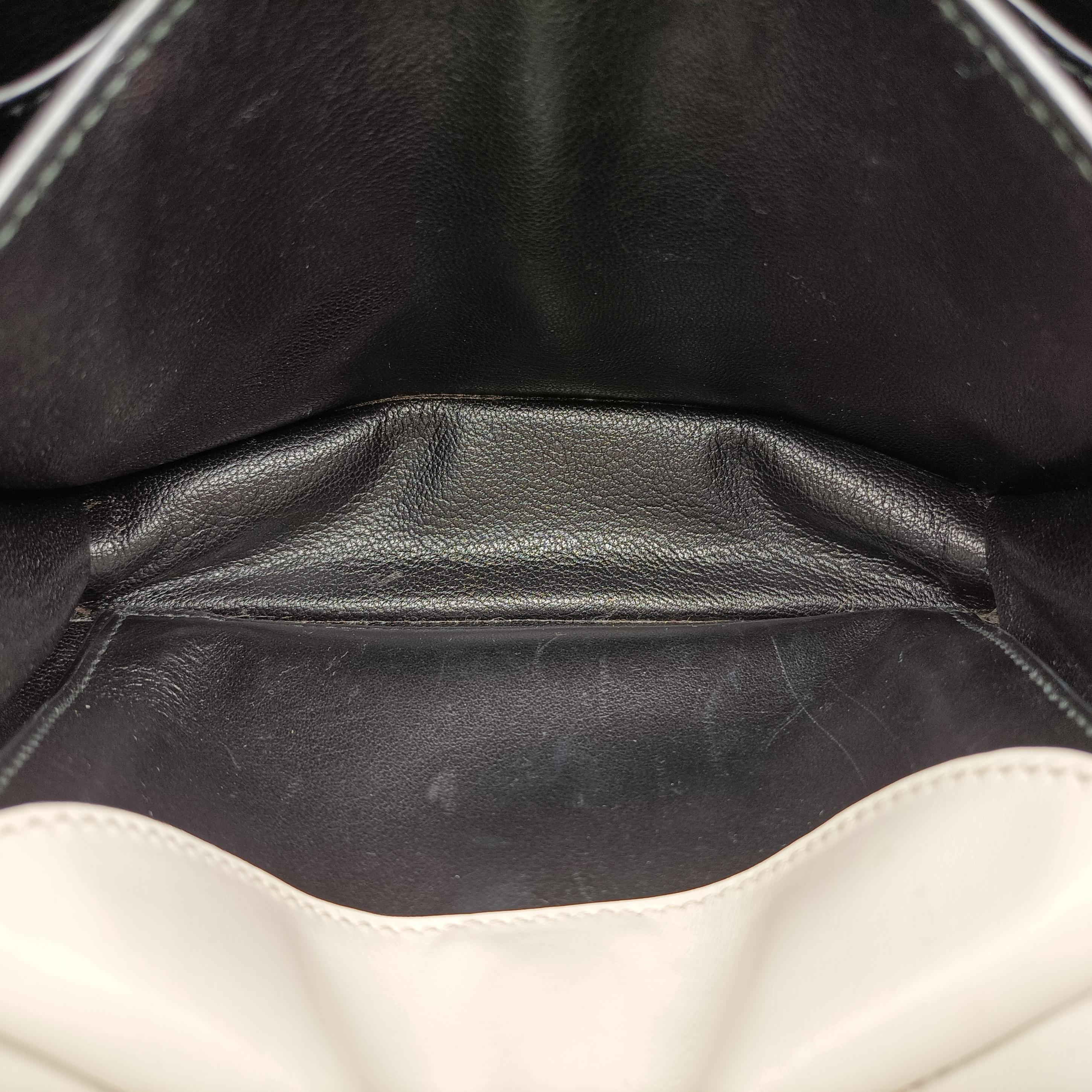 Pre-owned Prada Cahier Black×white Leather×SAFFIANO Leather 1BD045 shoulderbag | stylenewstar