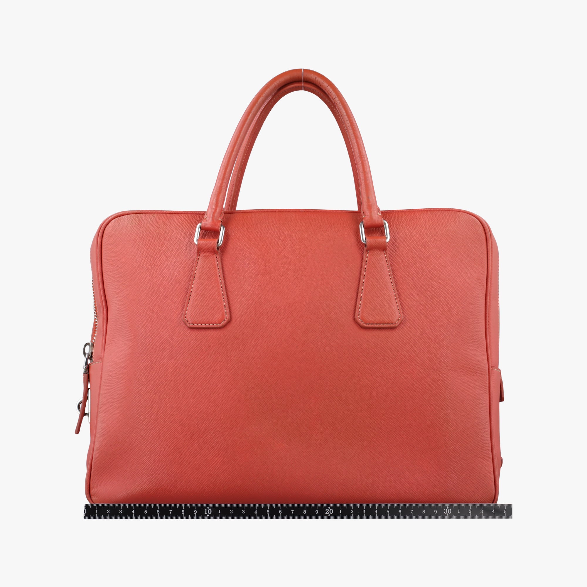 Pre-owned Prada business bag briefcase Orange Red SAFFIANO Leather 2VE363 handbag | stylenewstar