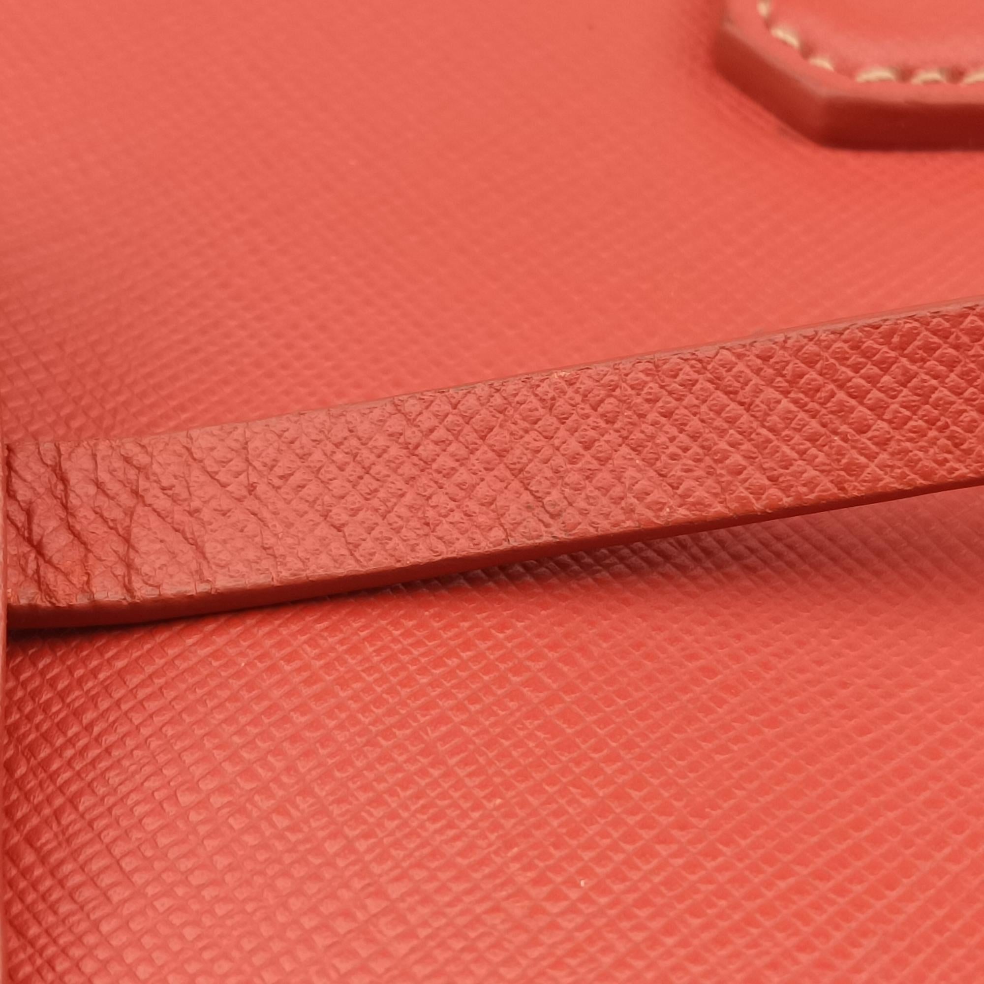 Pre-owned Prada business bag briefcase Orange Red SAFFIANO Leather 2VE363 handbag | stylenewstar