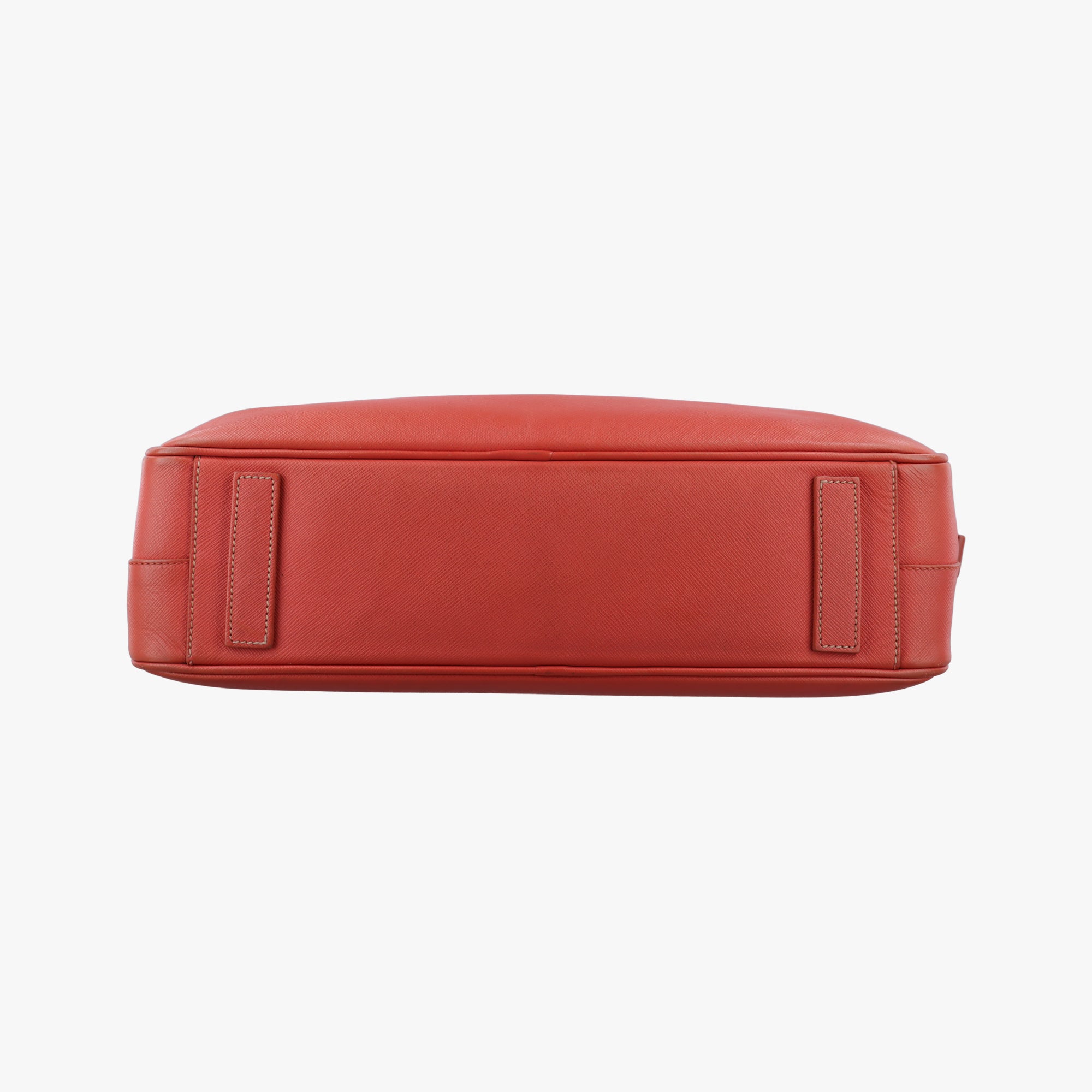 Pre-owned Prada business bag briefcase Orange Red SAFFIANO Leather 2VE363 handbag | stylenewstar