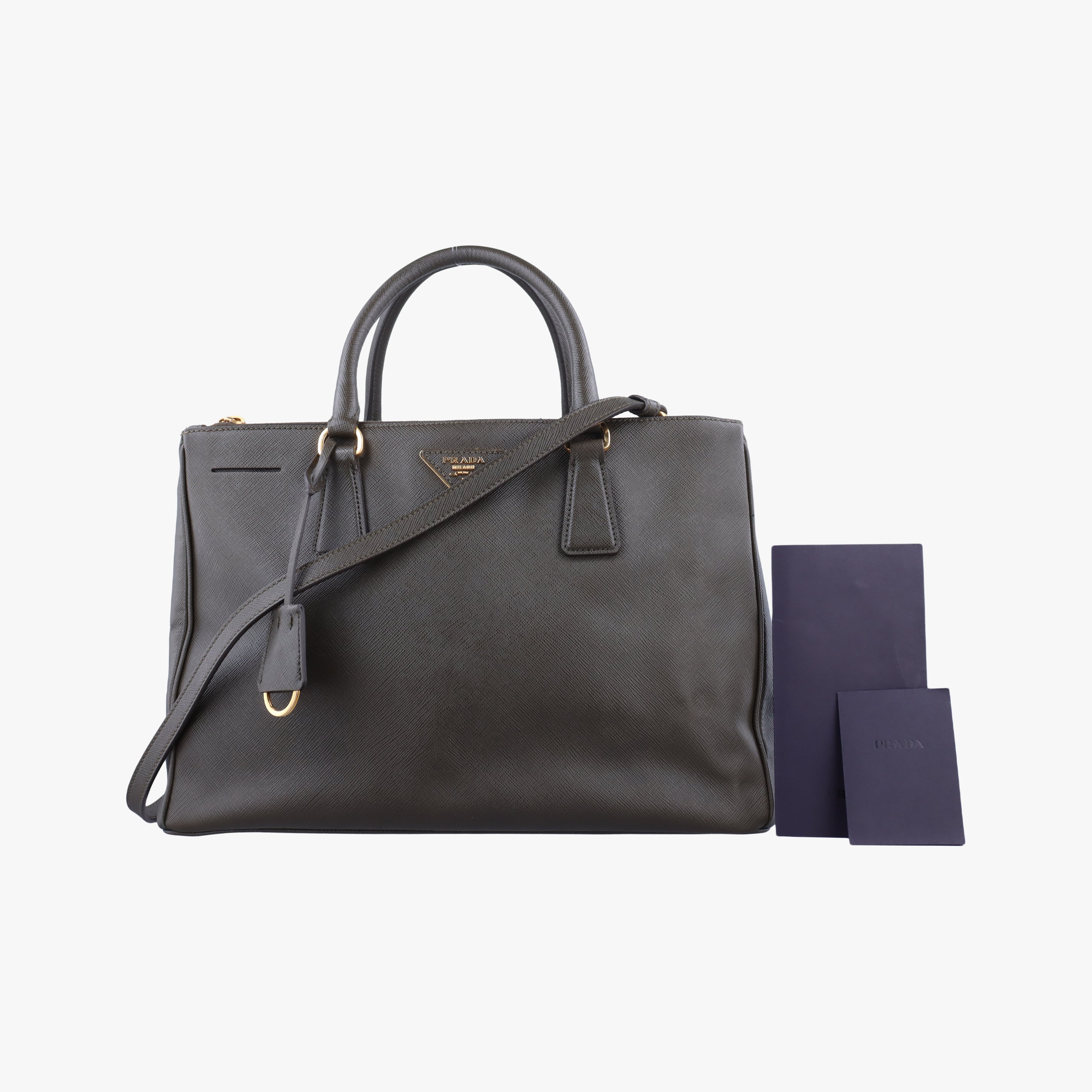 Pre-owned Prada Galleria Green SAFFIANO Leather 1BA274 shoulderbag | stylenewstar