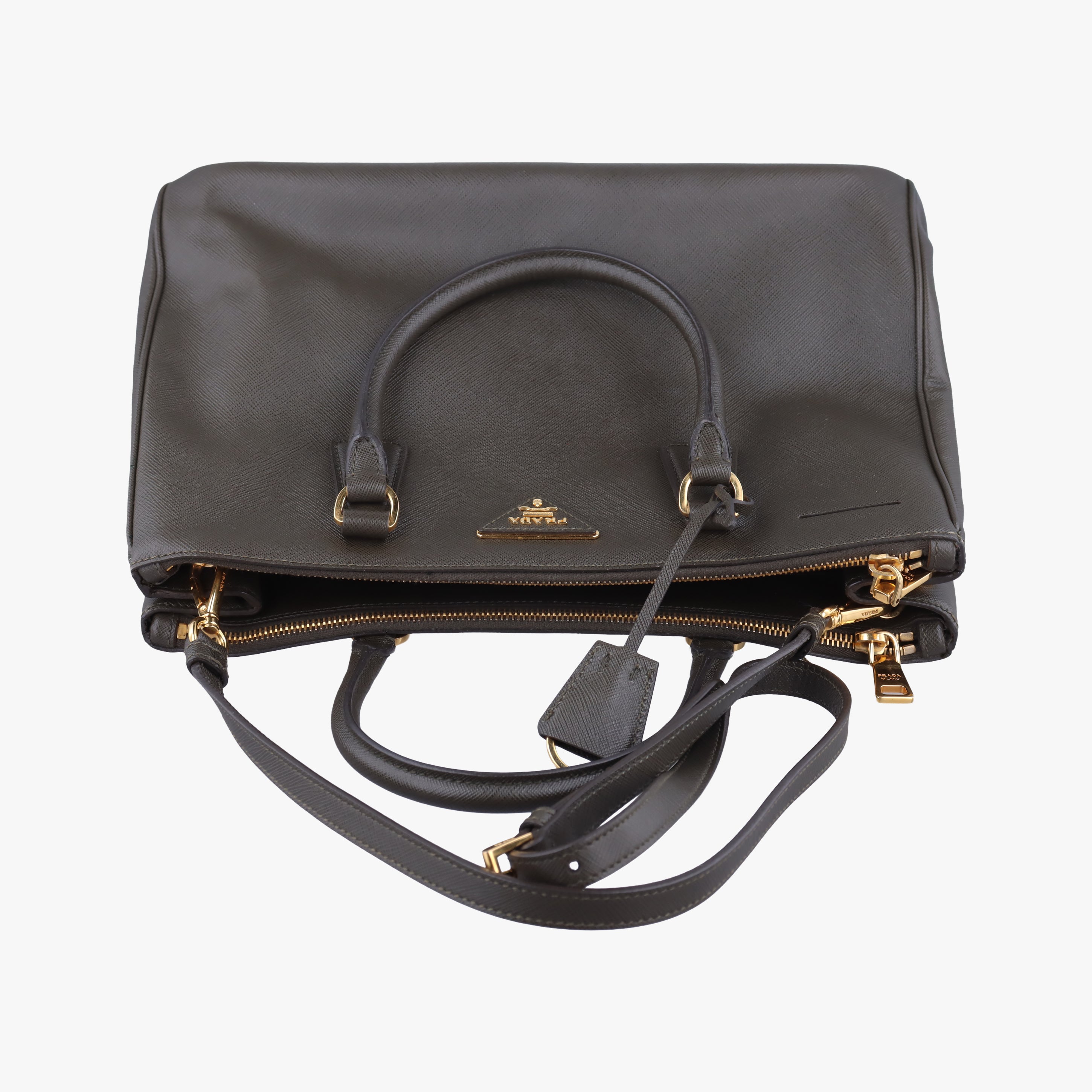 Pre-owned Prada Galleria Green SAFFIANO Leather 1BA274 shoulderbag | stylenewstar