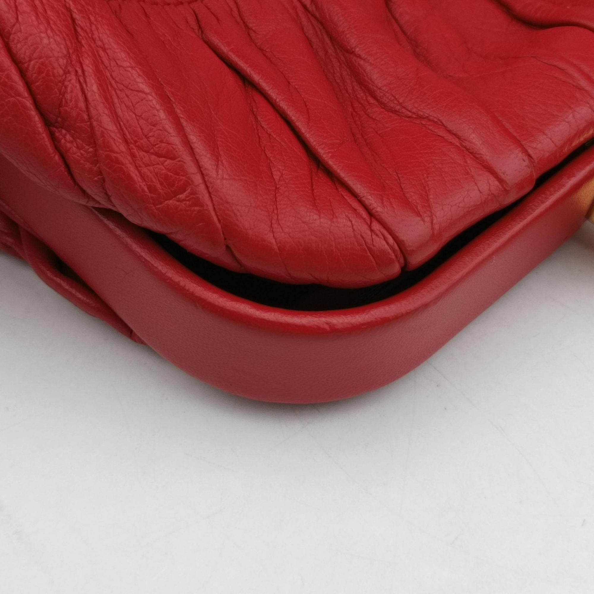 Pre-owned Prada Gaufre Dressy Frame Red Nappa Leather  handbag | stylenewstar