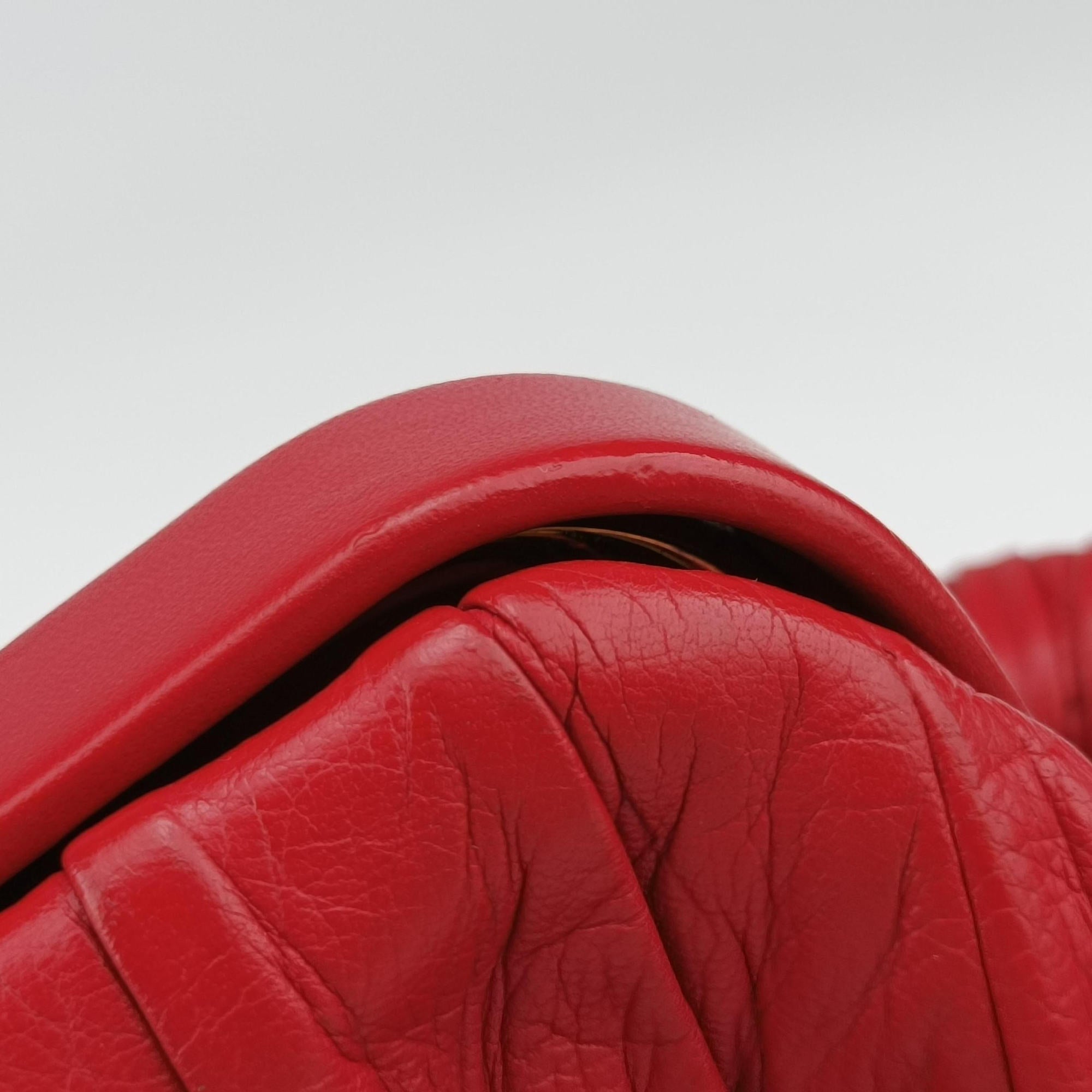 Pre-owned Prada Gaufre Dressy Frame Red Nappa Leather  handbag | stylenewstar
