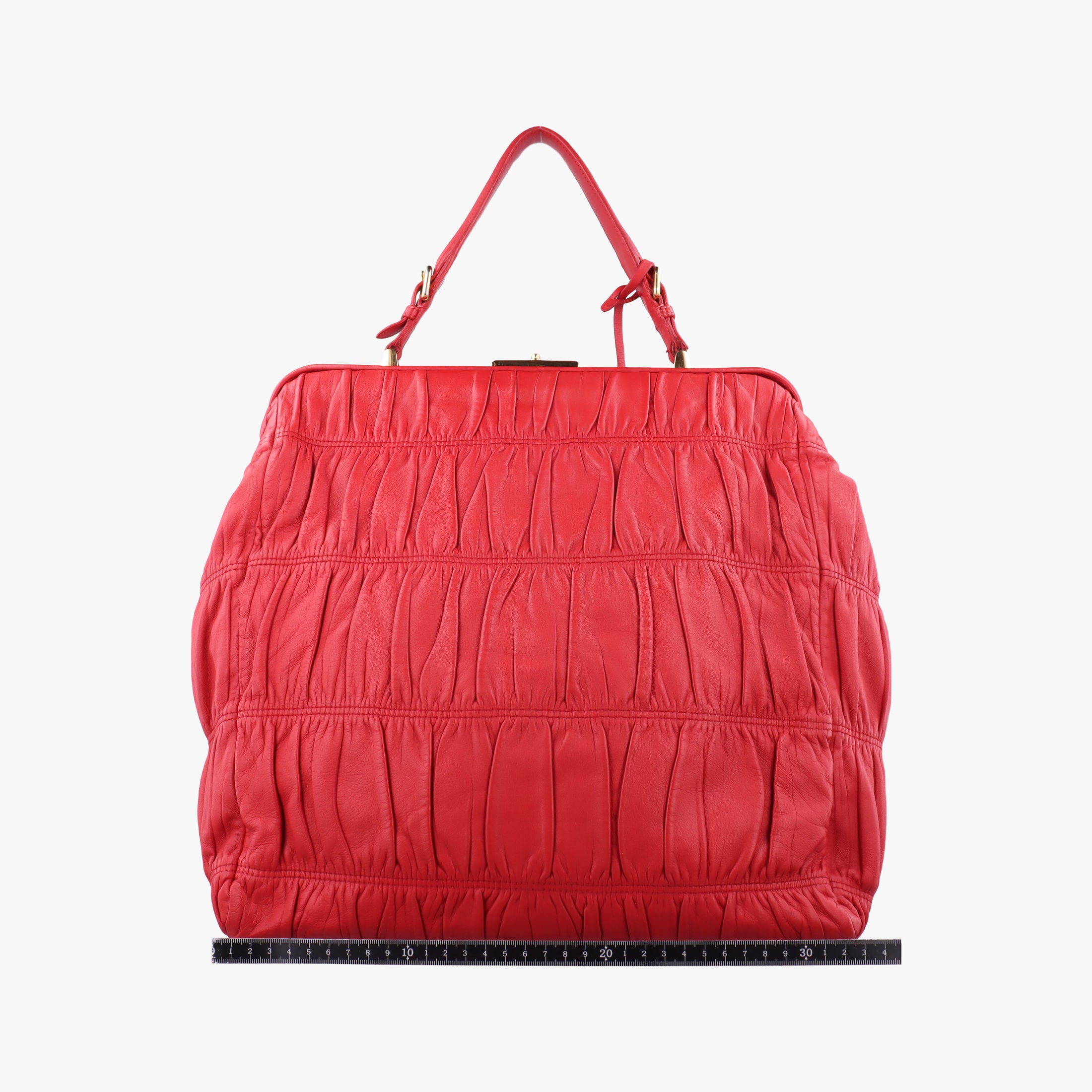 Pre-owned Prada Gaufre Dressy Frame Red Nappa Leather  handbag | stylenewstar