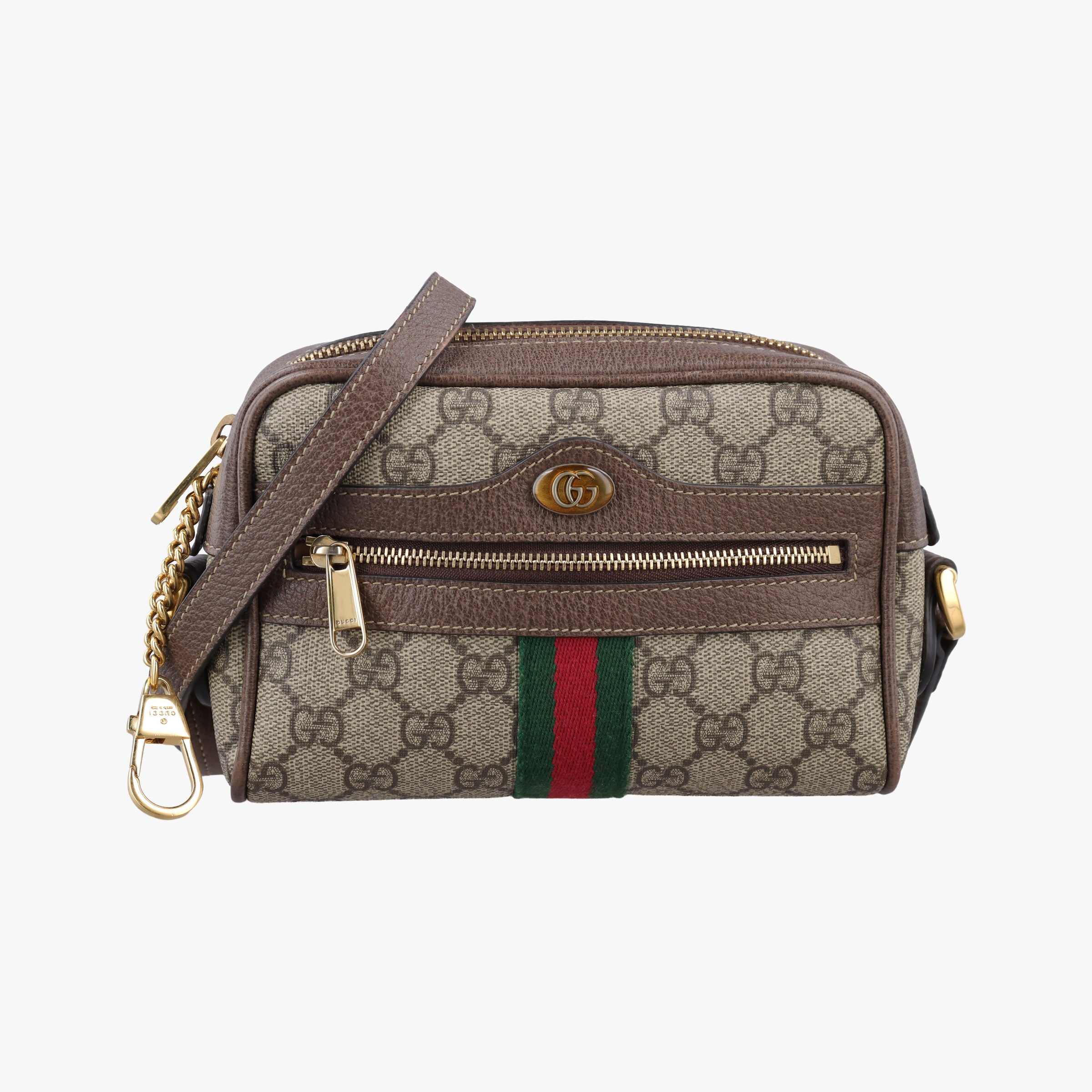 Pre-owned Gucci Ophidia Brown×red×green PVC coated canvas×Leather 517350 shoulderbag | stylenewstar