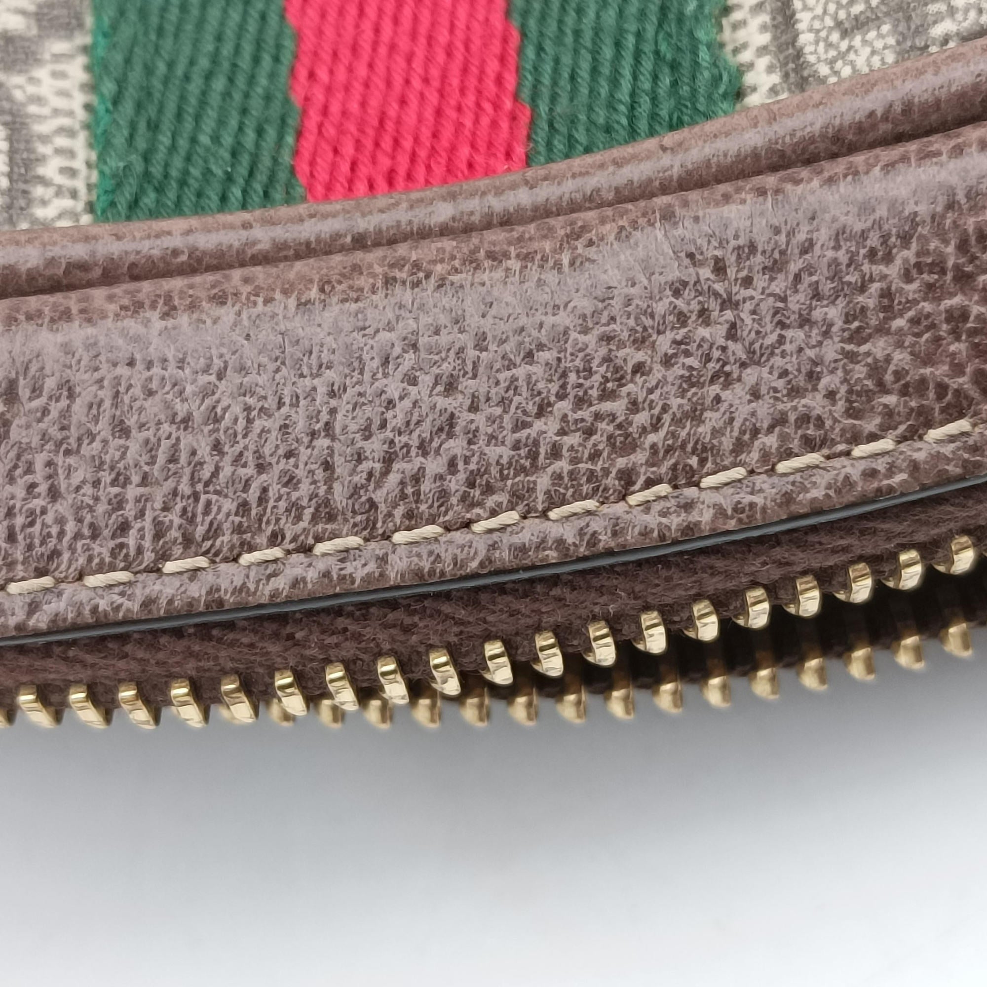 Pre-owned Gucci Ophidia Brown×red×green PVC coated canvas×Leather 517350 shoulderbag | stylenewstar