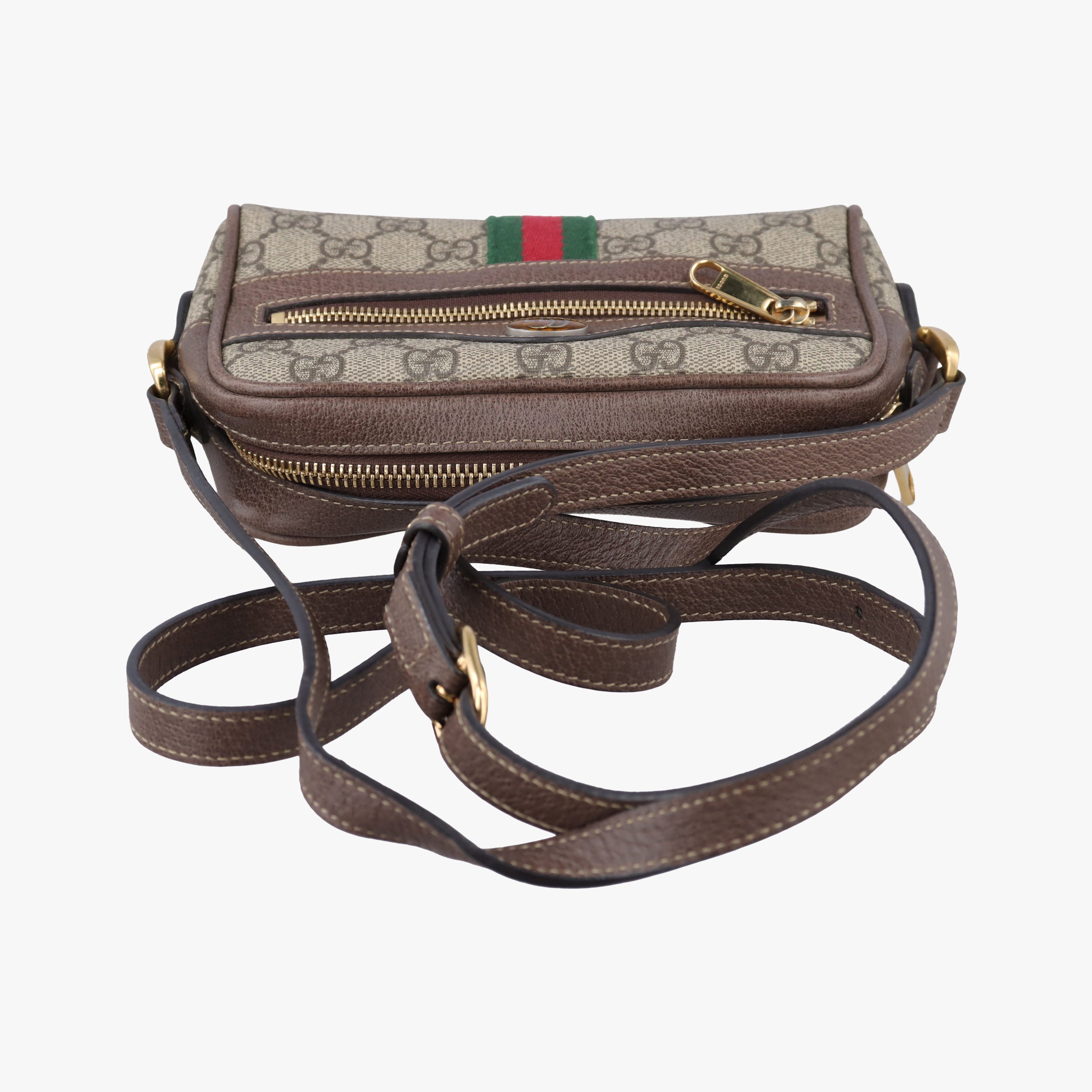 Pre-owned Gucci Ophidia Brown×red×green PVC coated canvas×Leather 517350 shoulderbag | stylenewstar