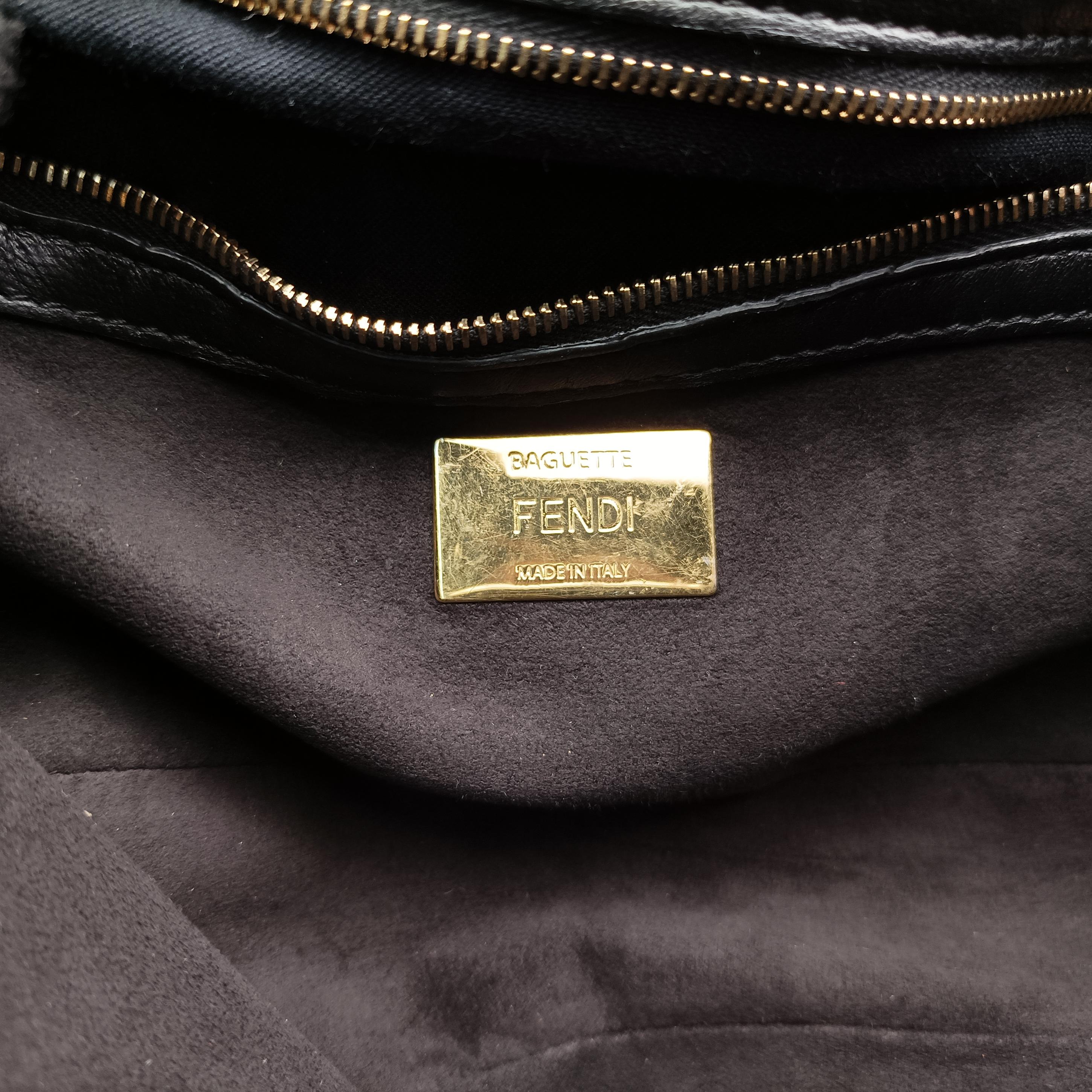 Pre-owned Fendi BAGUETTE Black Leather 8BR600 shoulderbag | stylenewstar