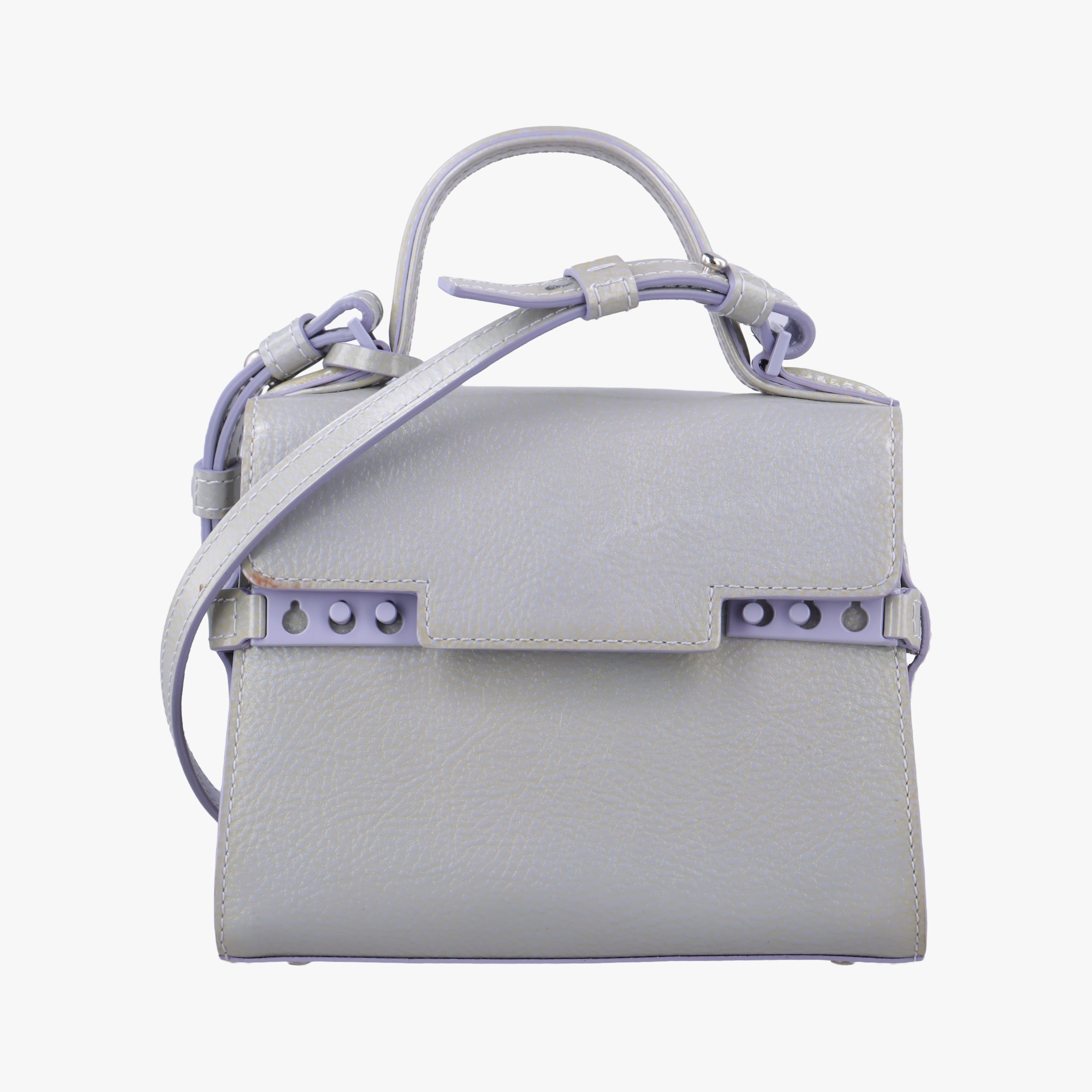 Pre-owned Delvaux Tempete MM Purple×Grey patent  shoulderbag | stylenewstar