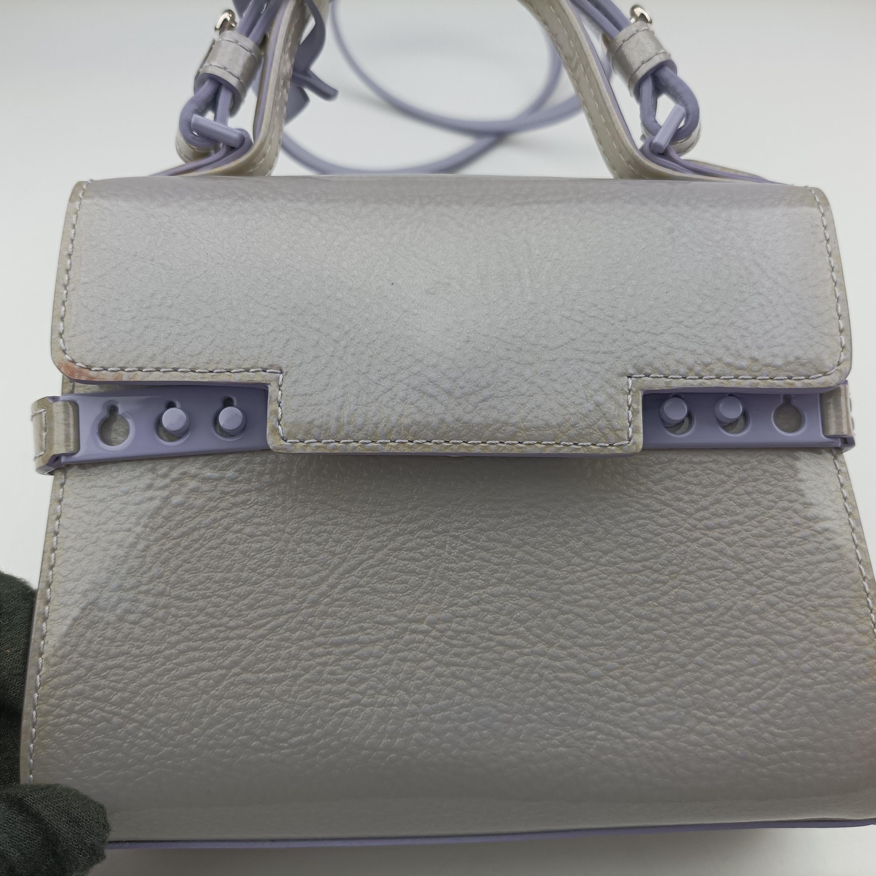 Pre-owned Delvaux Tempete MM Purple×Grey patent  shoulderbag | stylenewstar