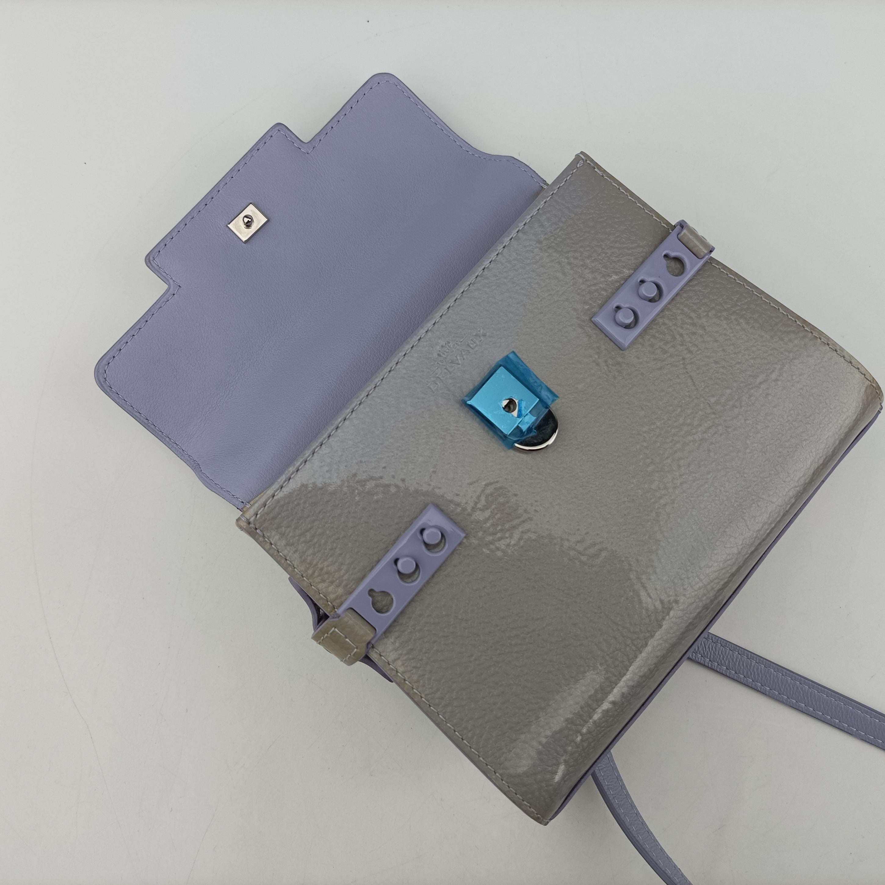 Pre-owned Delvaux Tempete MM Purple×Grey patent  shoulderbag | stylenewstar