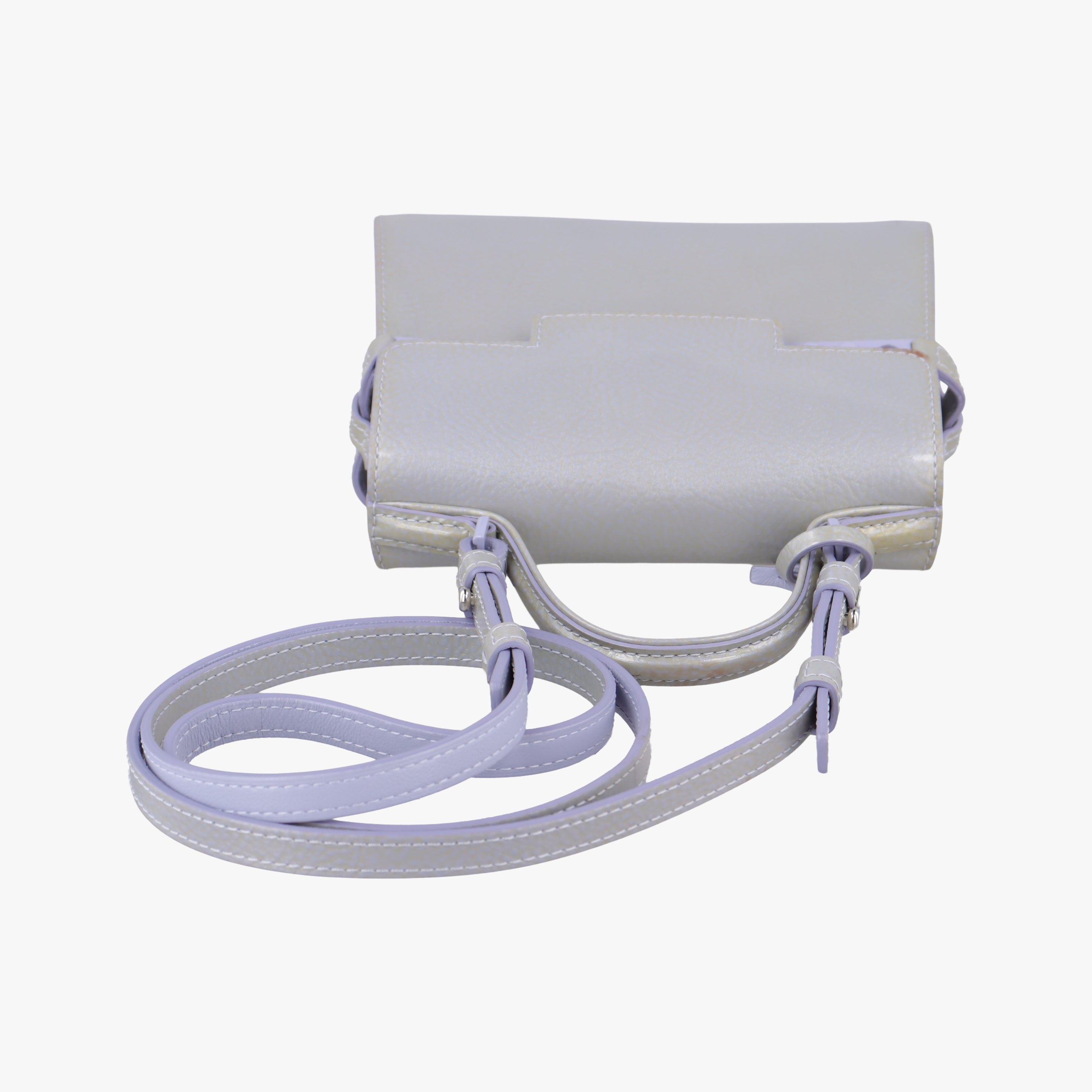 Pre-owned Delvaux Tempete MM Purple×Grey patent  shoulderbag | stylenewstar