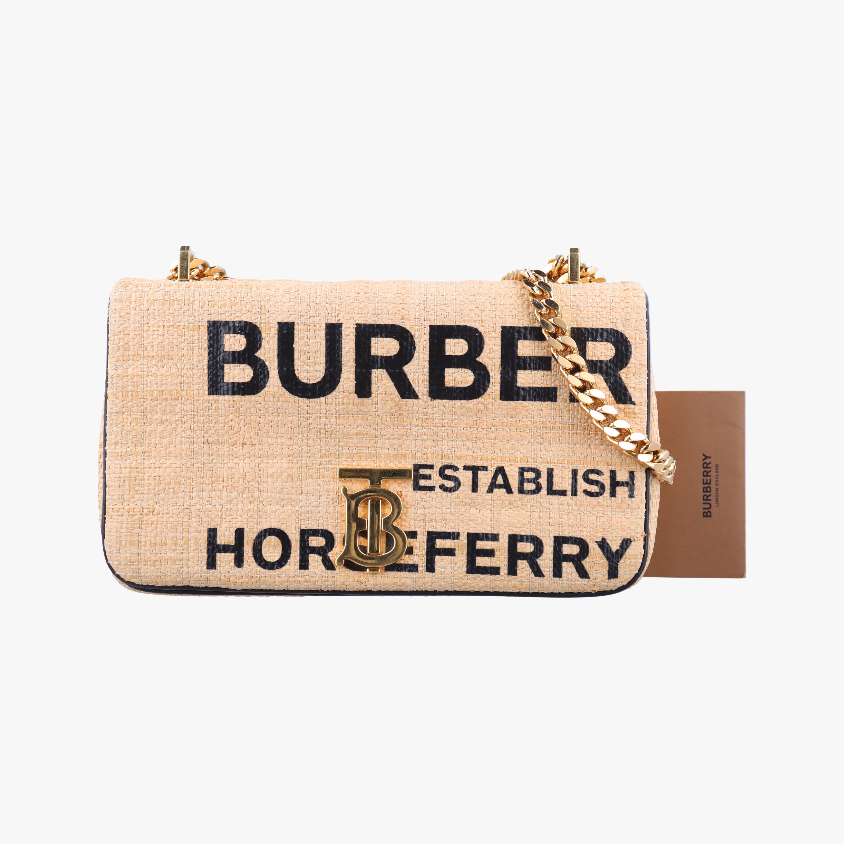 Pre-owned Burberry Lola Beige×Black straw  shoulderbag | stylenewstar