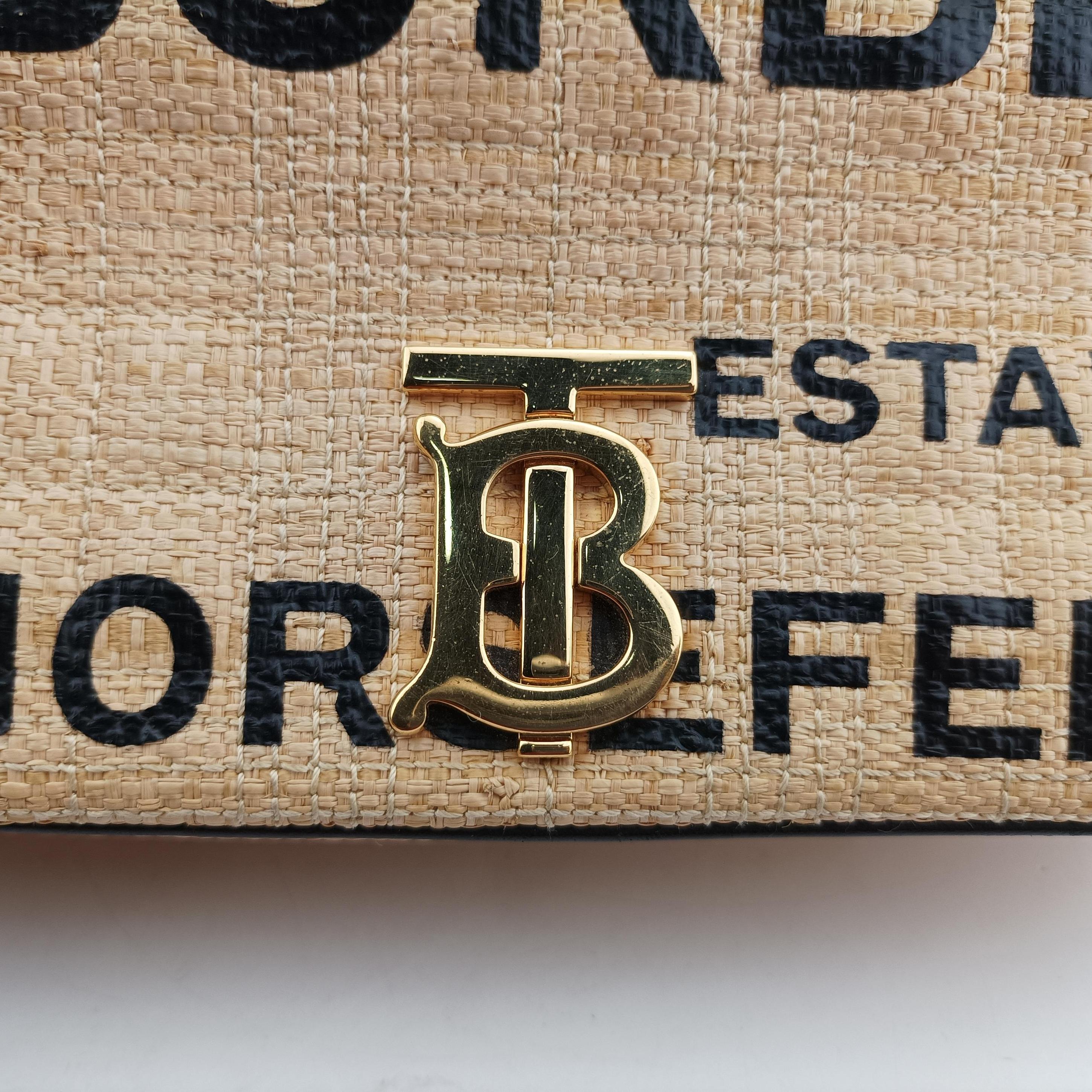 Pre-owned Burberry Lola Beige×Black straw  shoulderbag | stylenewstar