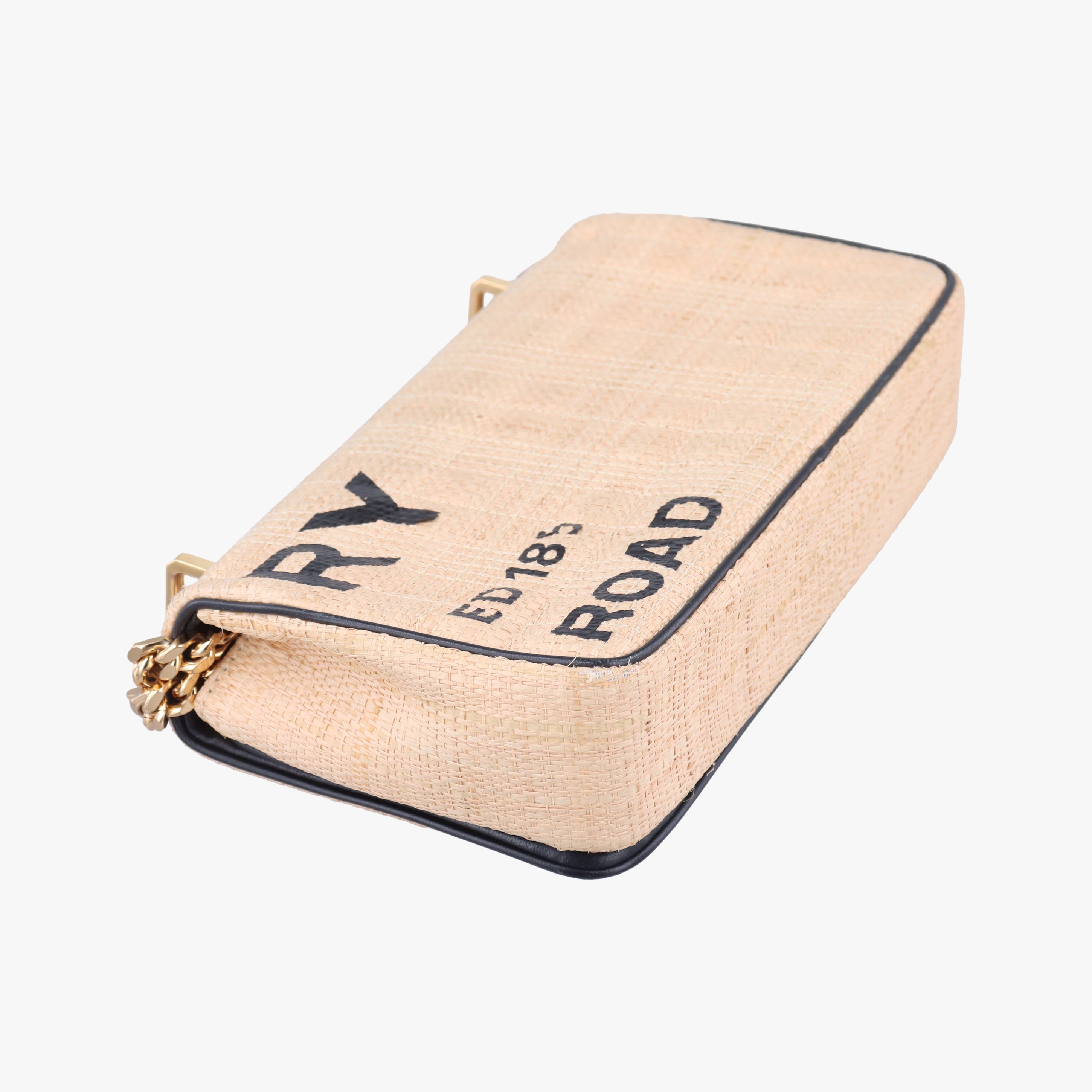 Pre-owned Burberry Lola Beige×Black straw  shoulderbag | stylenewstar