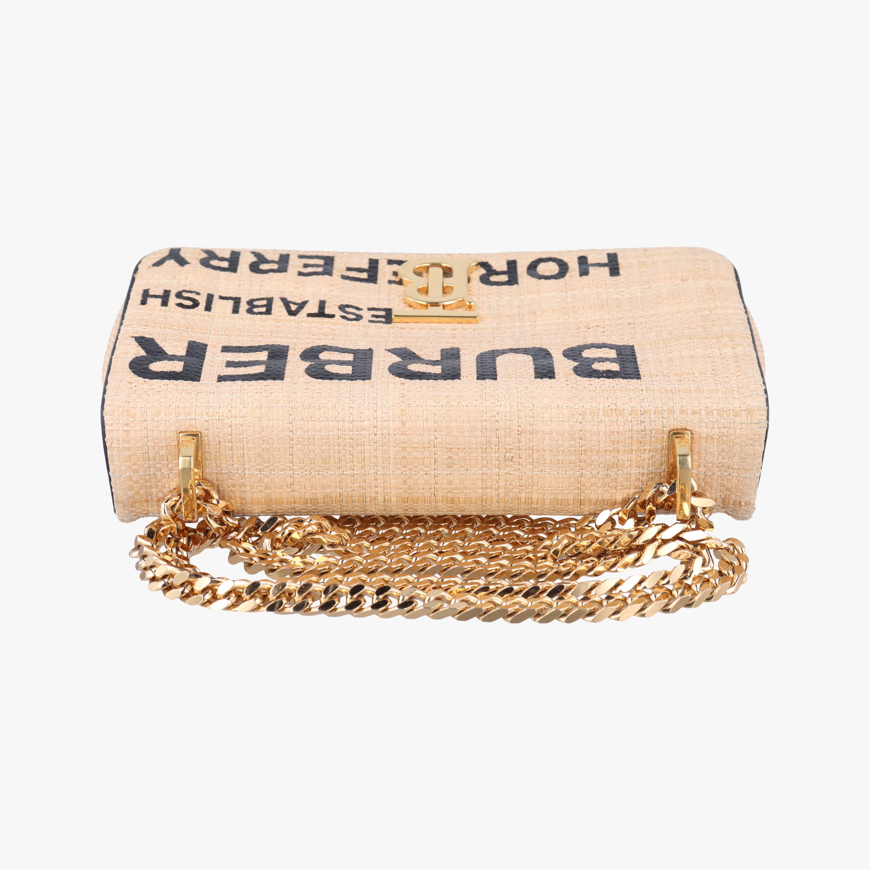 Pre-owned Burberry Lola Beige×Black straw  shoulderbag | stylenewstar