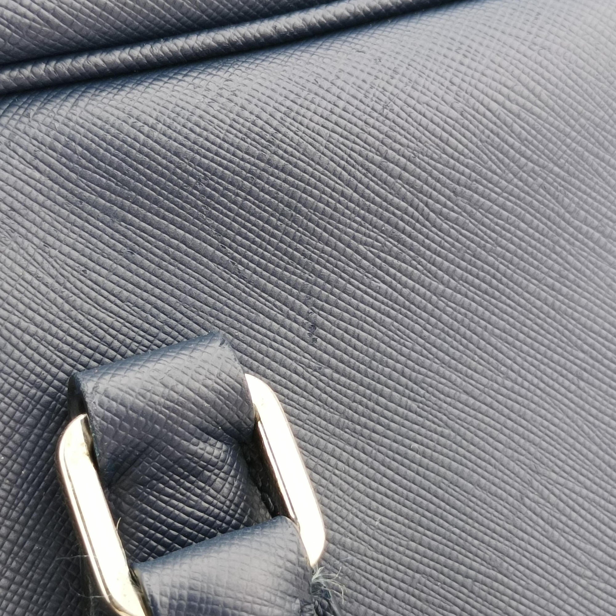 Pre-owned Prada business bag briefcase Navy SAFFIANO Leather 2VE363 handbag | stylenewstar