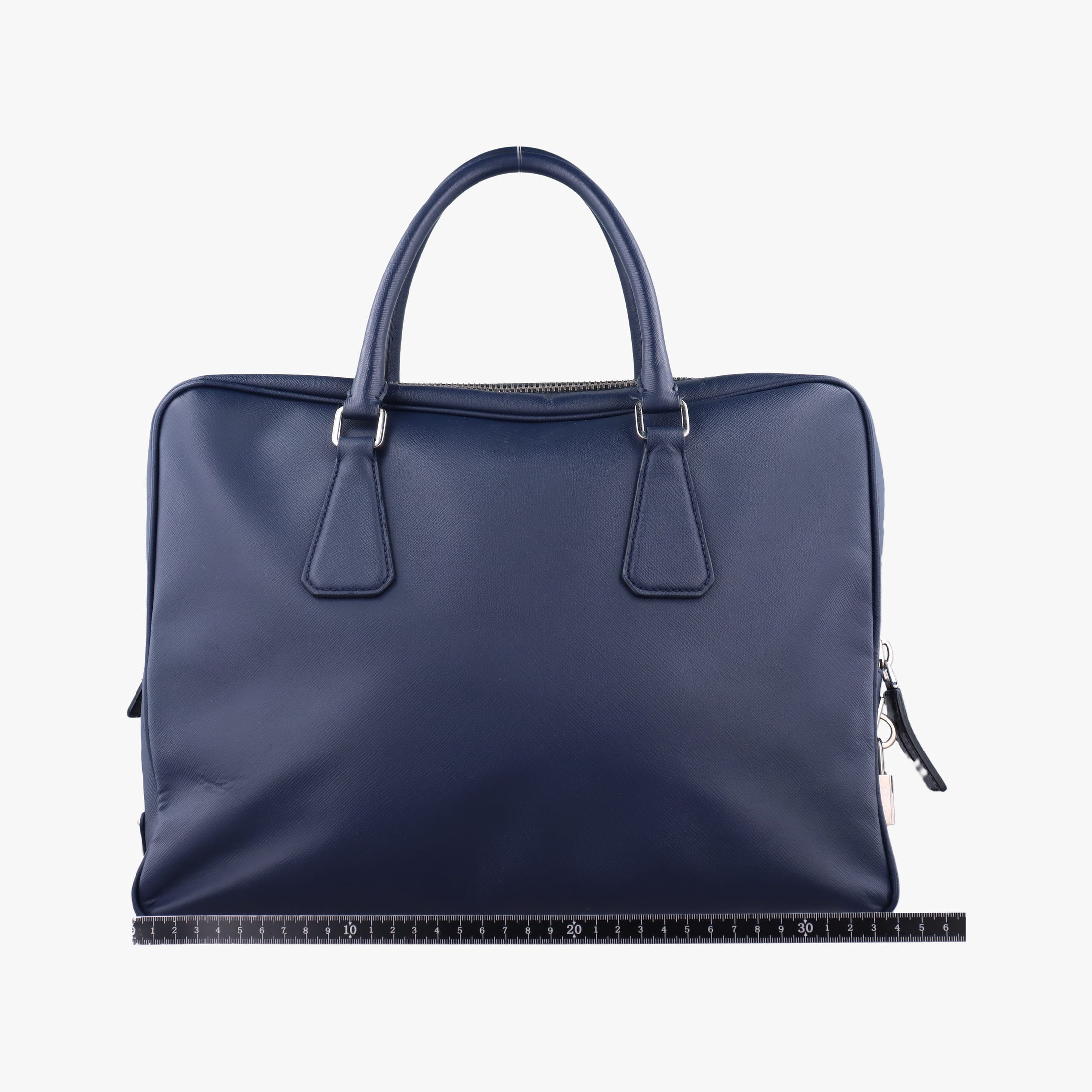 Pre-owned Prada business bag briefcase Navy SAFFIANO Leather 2VE363 handbag | stylenewstar