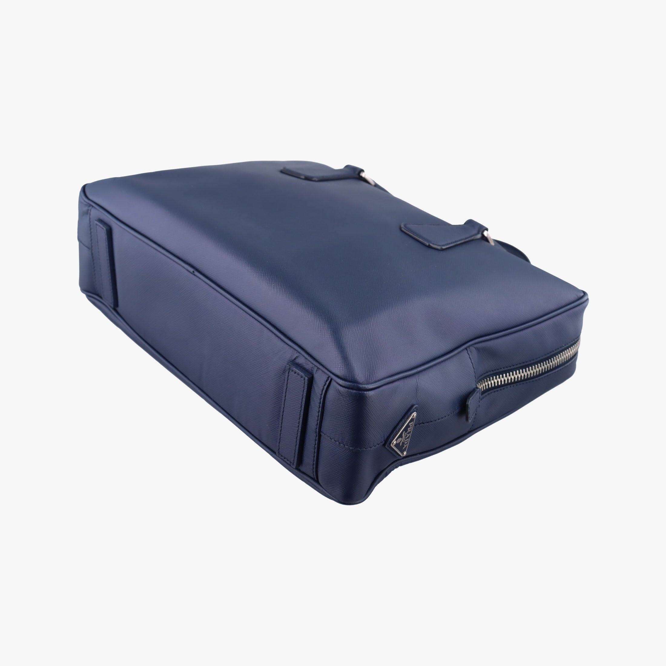 Pre-owned Prada business bag briefcase Navy SAFFIANO Leather 2VE363 handbag | stylenewstar