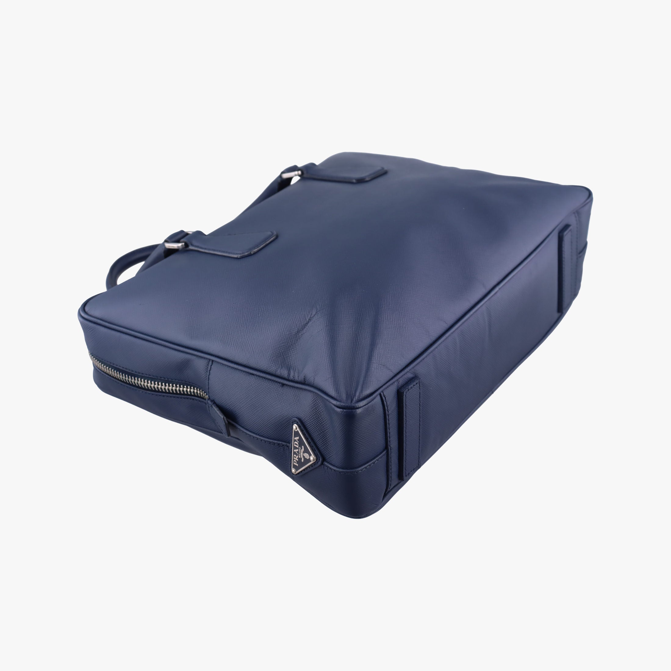 Pre-owned Prada business bag briefcase Navy SAFFIANO Leather 2VE363 handbag | stylenewstar