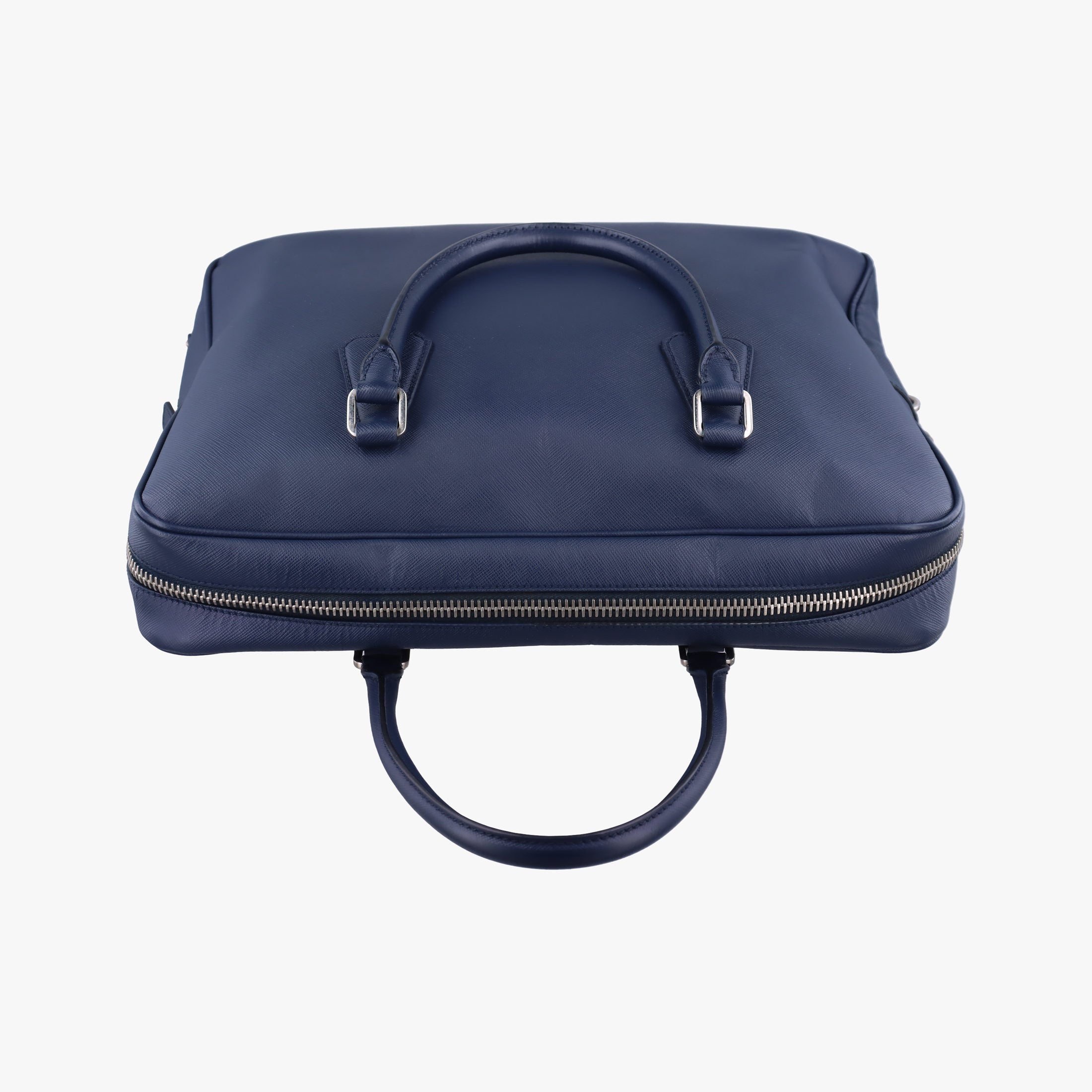 Pre-owned Prada business bag briefcase Navy SAFFIANO Leather 2VE363 handbag | stylenewstar