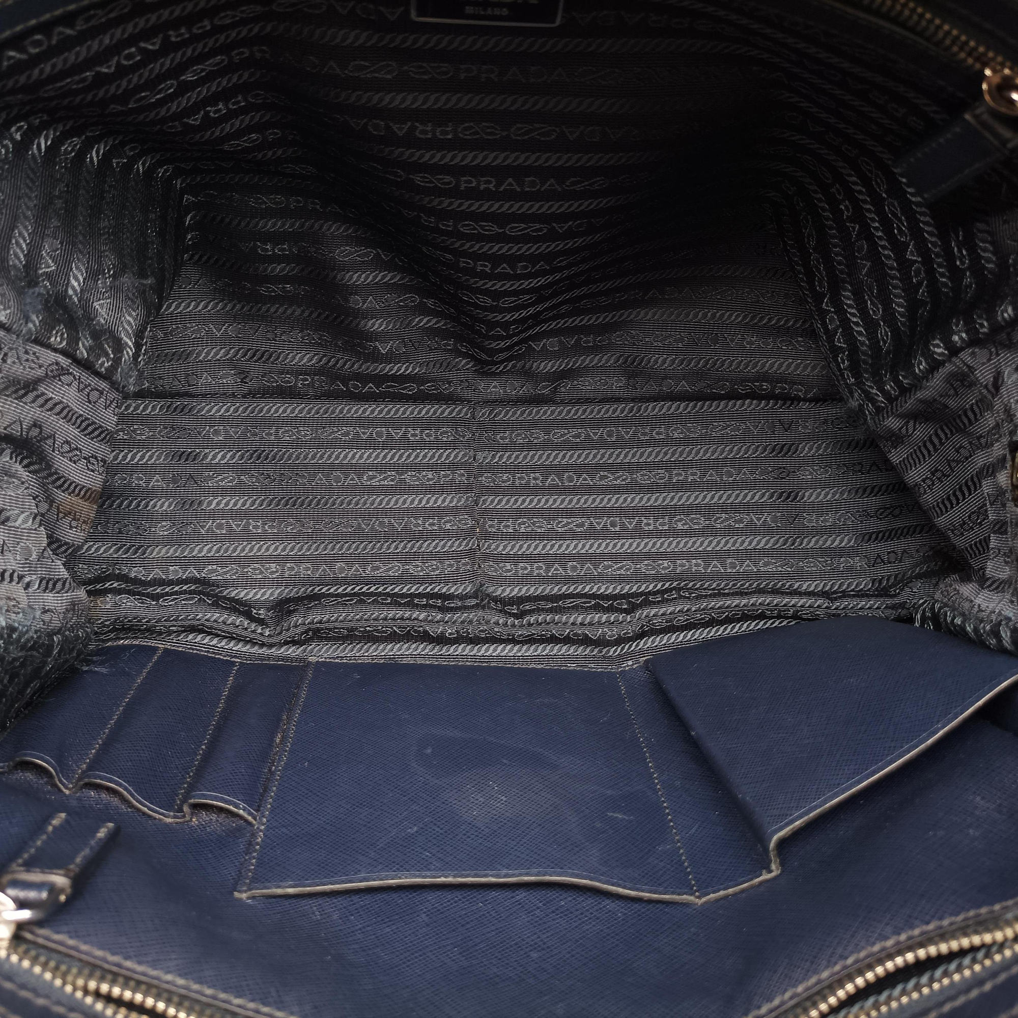 Pre-owned Prada business bag briefcase Navy SAFFIANO Leather 2VE363 handbag | stylenewstar