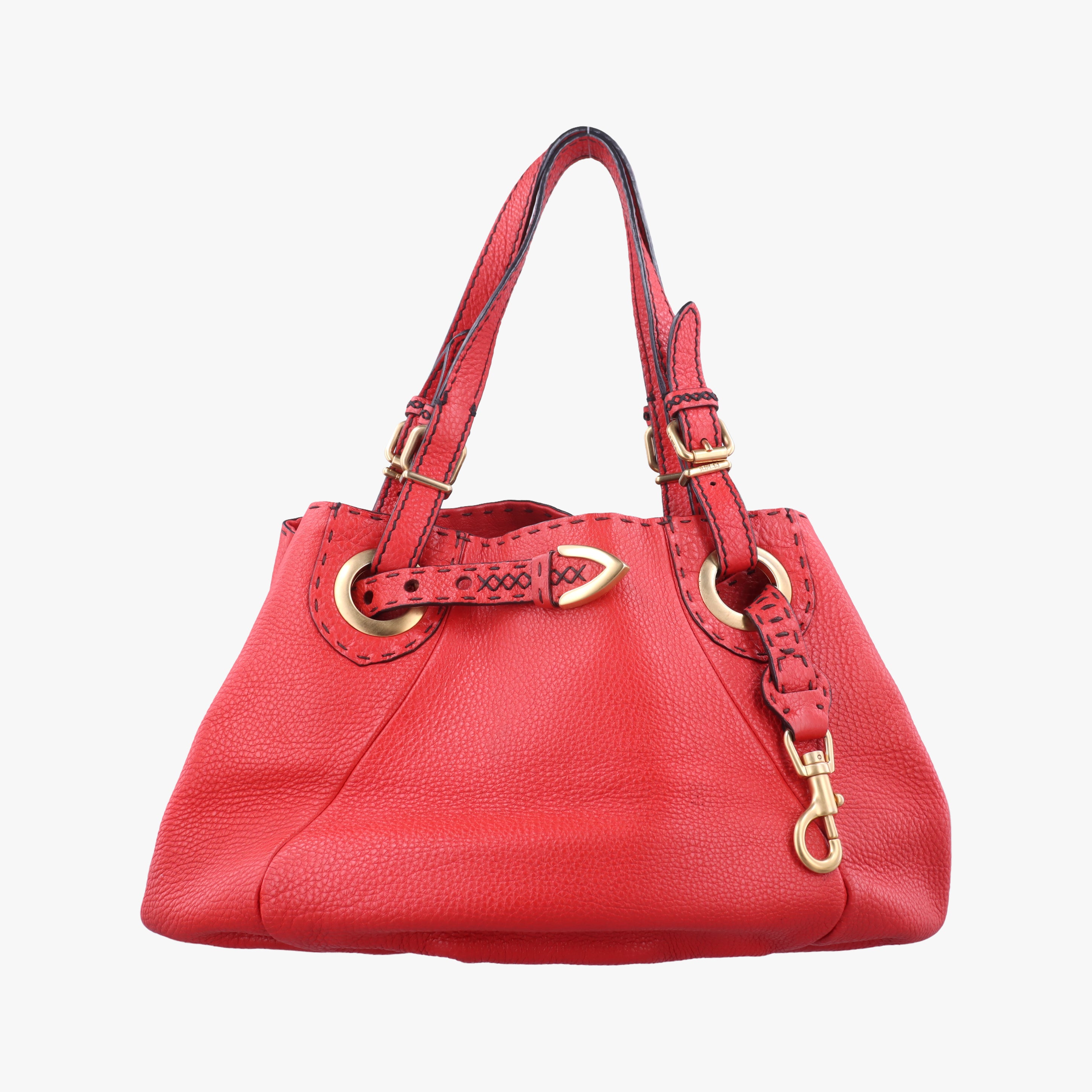 Pre-owned Fendi Selleria Pomodorino Red Leather 8BR595 shoulderbag | stylenewstar