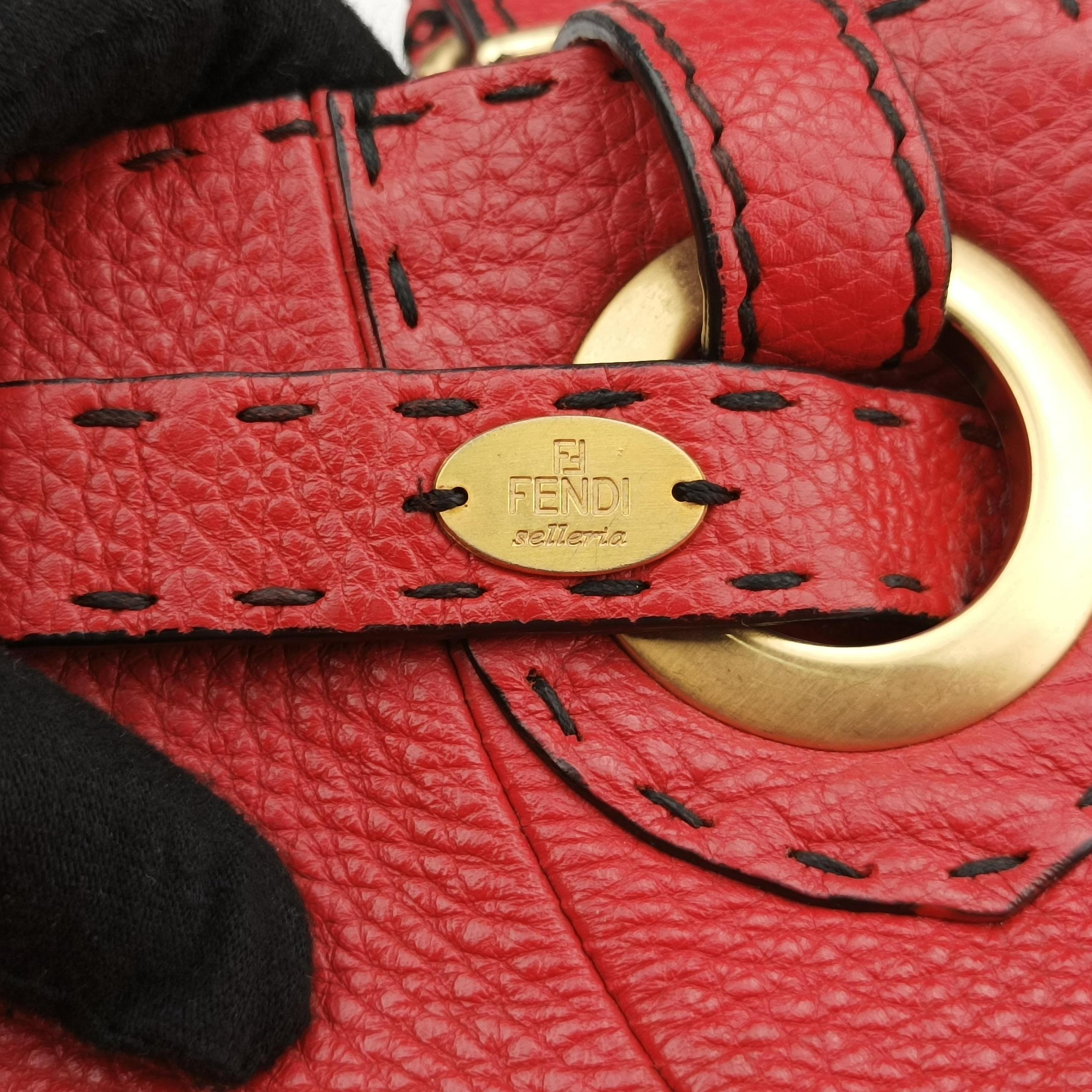 Pre-owned Fendi Selleria Pomodorino Red Leather 8BR595 shoulderbag | stylenewstar