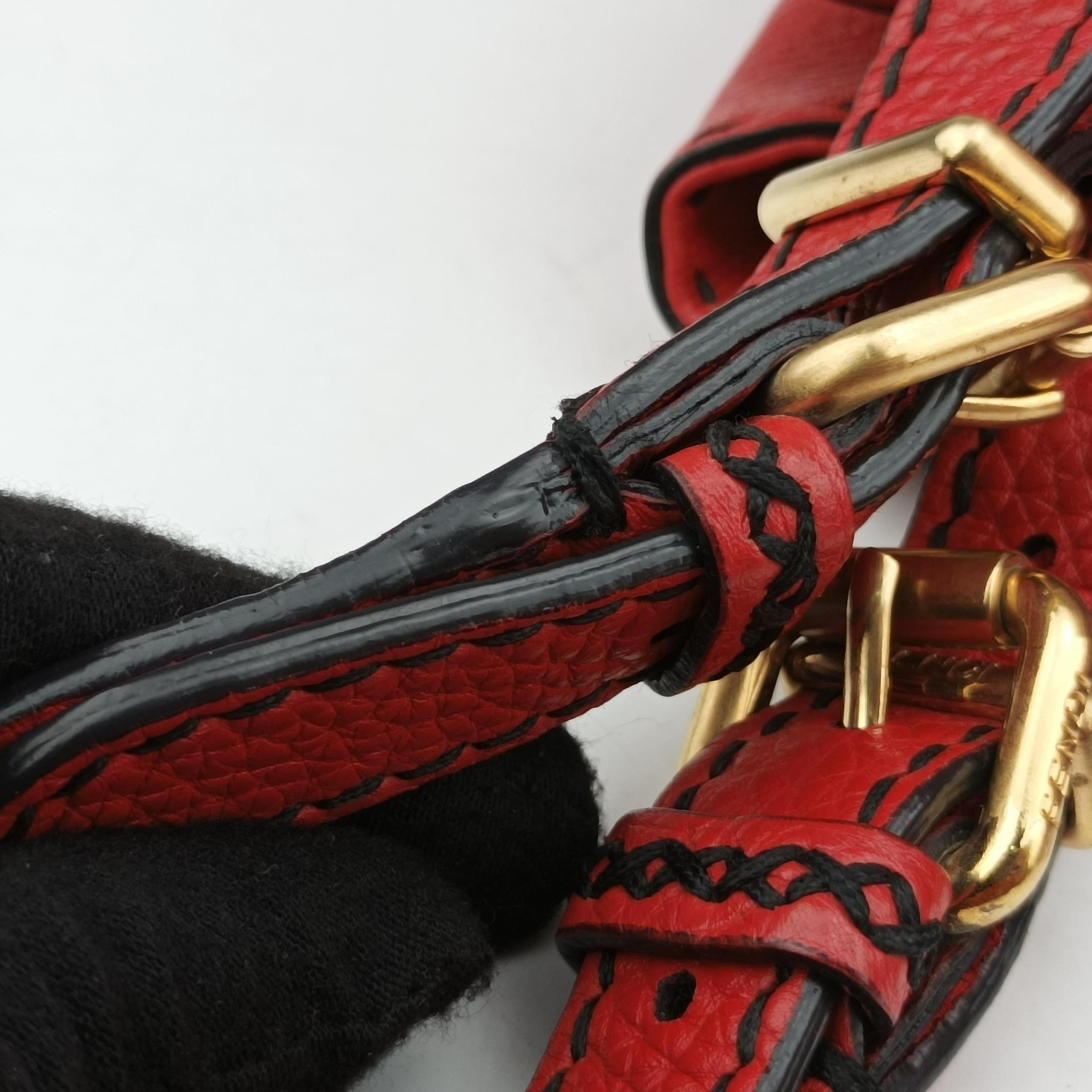 Pre-owned Fendi Selleria Pomodorino Red Leather 8BR595 shoulderbag | stylenewstar