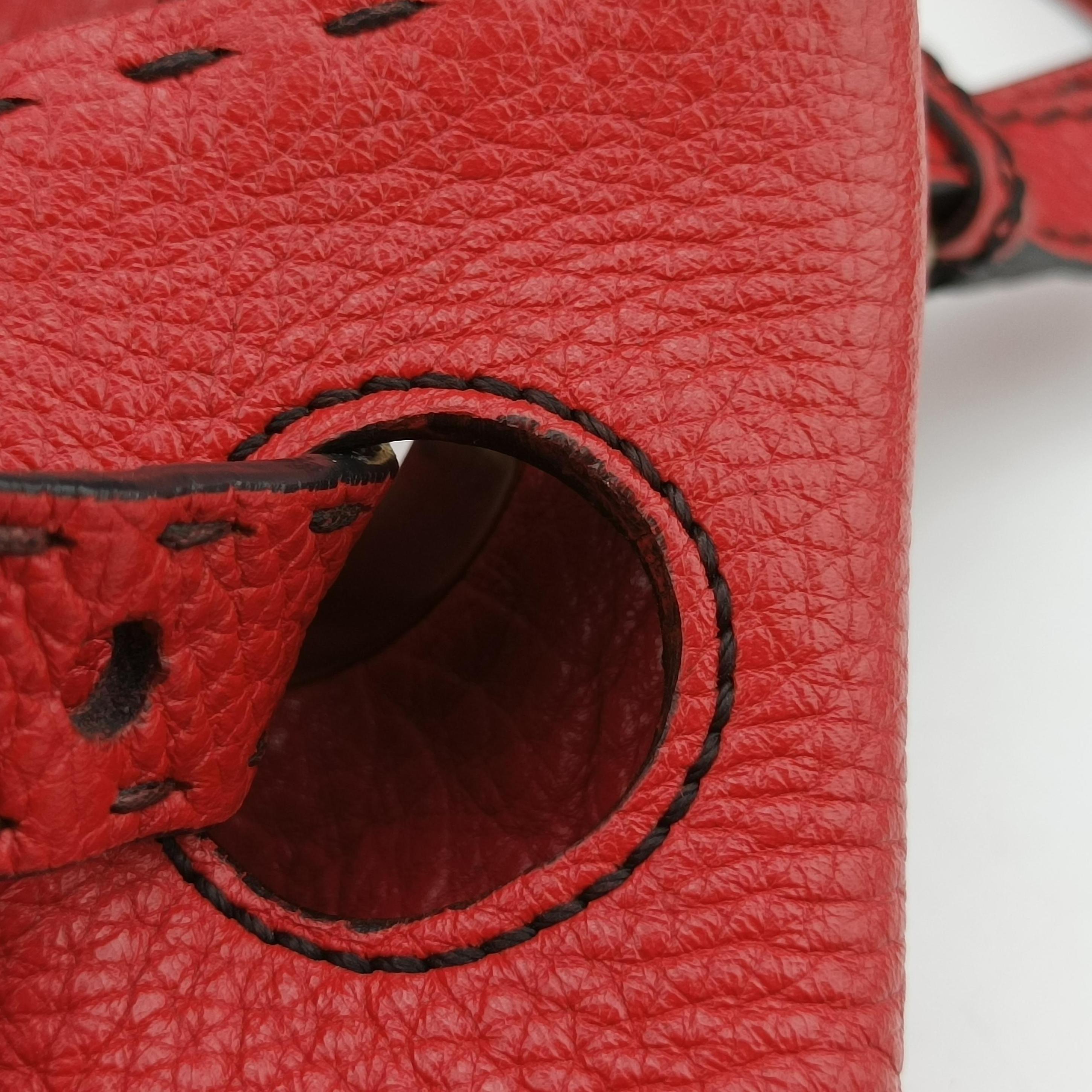 Pre-owned Fendi Selleria Pomodorino Red Leather 8BR595 shoulderbag | stylenewstar