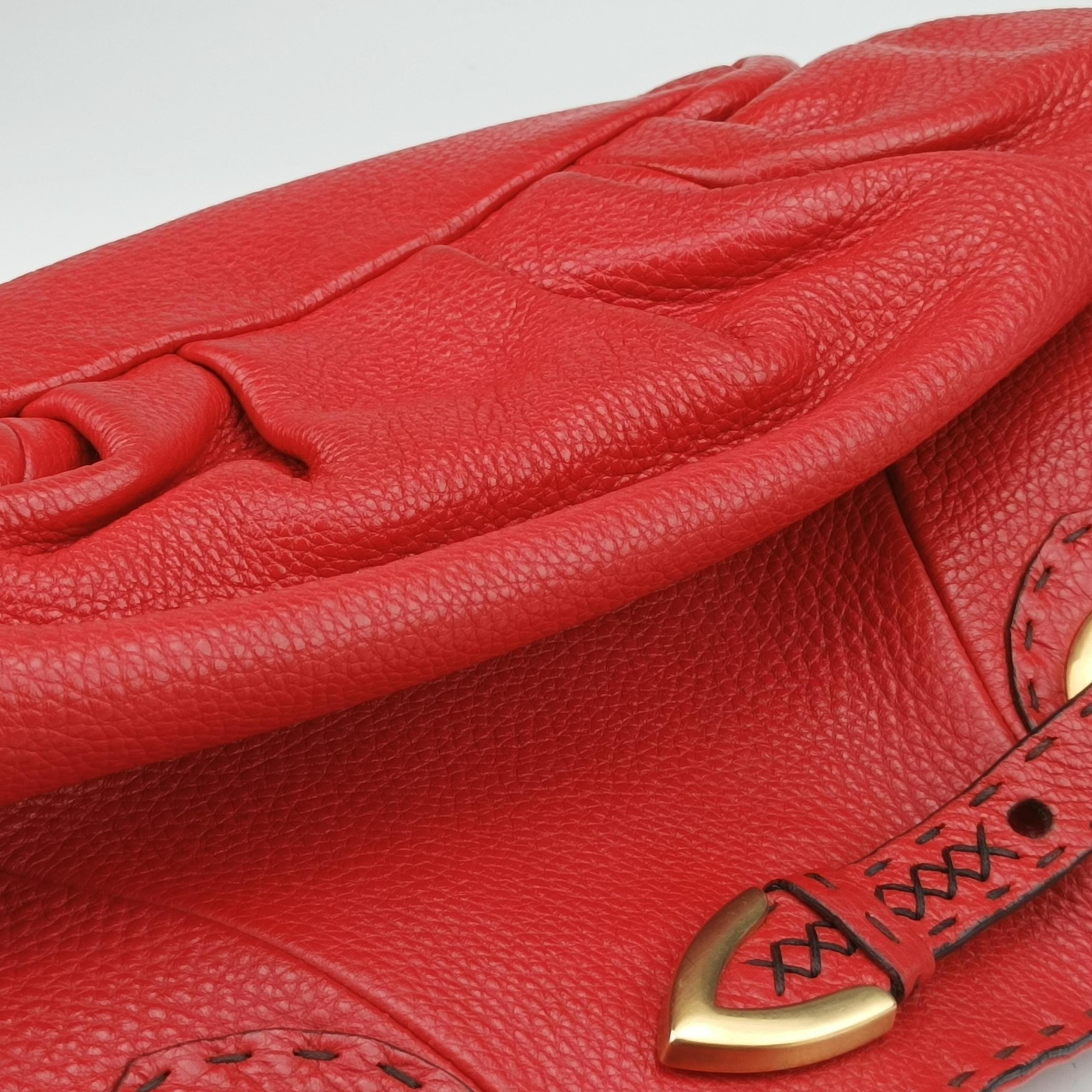 Pre-owned Fendi Selleria Pomodorino Red Leather 8BR595 shoulderbag | stylenewstar