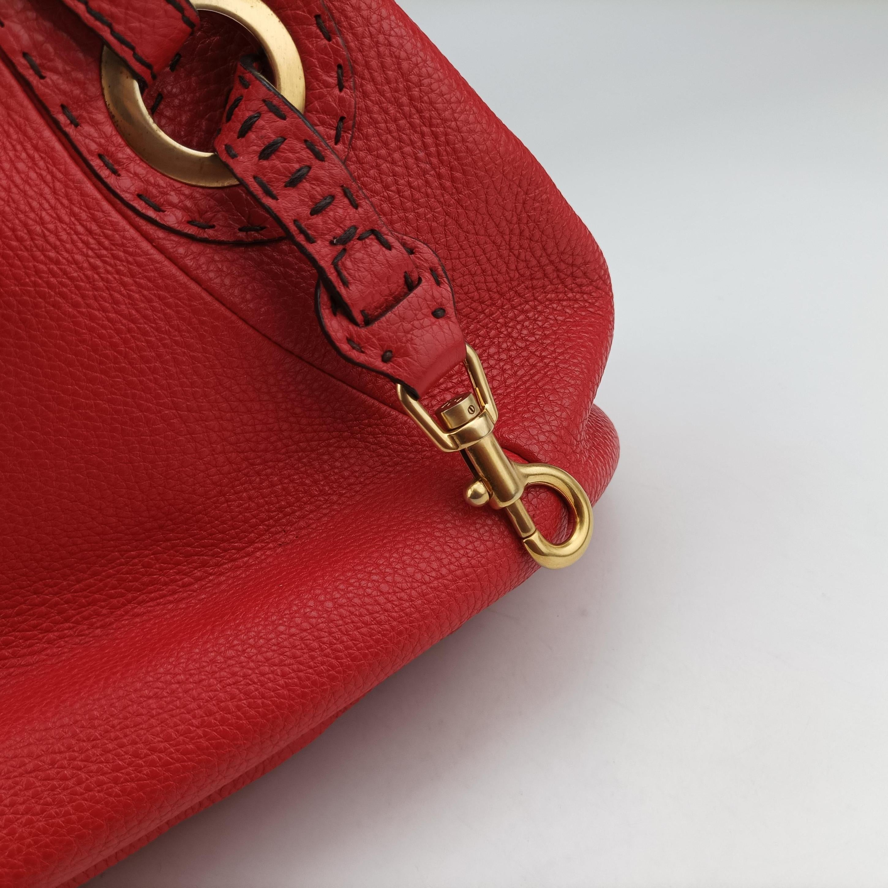 Pre-owned Fendi Selleria Pomodorino Red Leather 8BR595 shoulderbag | stylenewstar