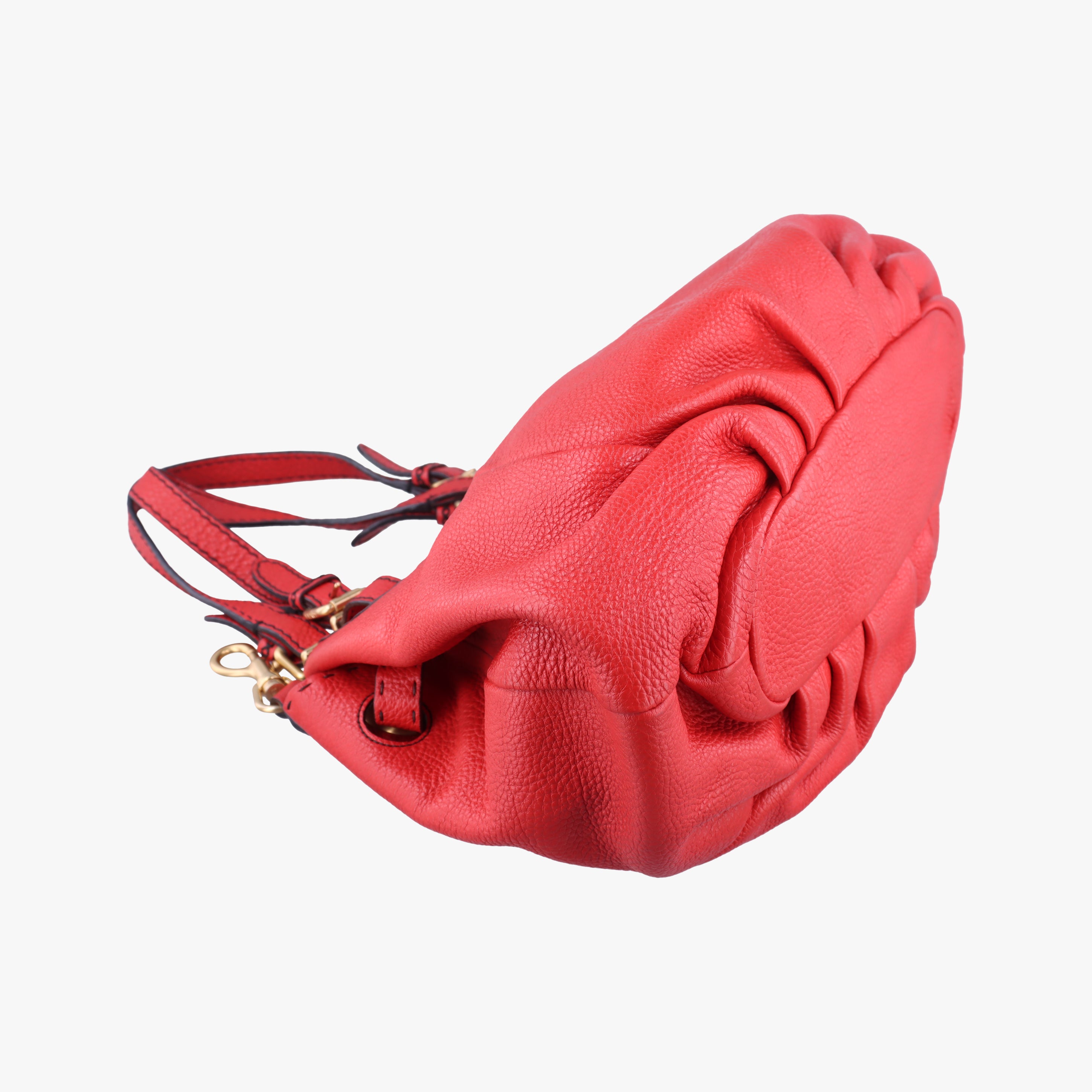 Pre-owned Fendi Selleria Pomodorino Red Leather 8BR595 shoulderbag | stylenewstar