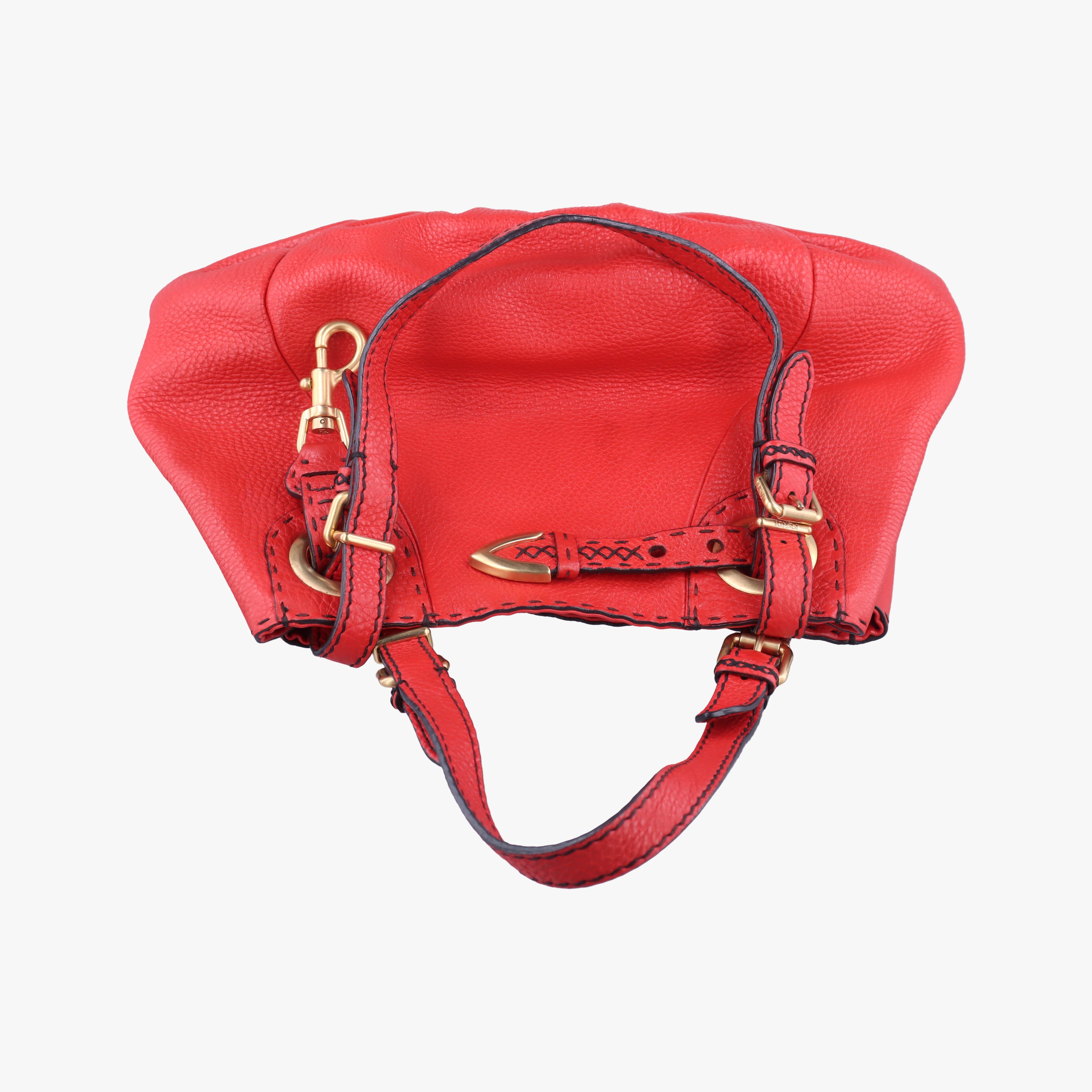 Pre-owned Fendi Selleria Pomodorino Red Leather 8BR595 shoulderbag | stylenewstar