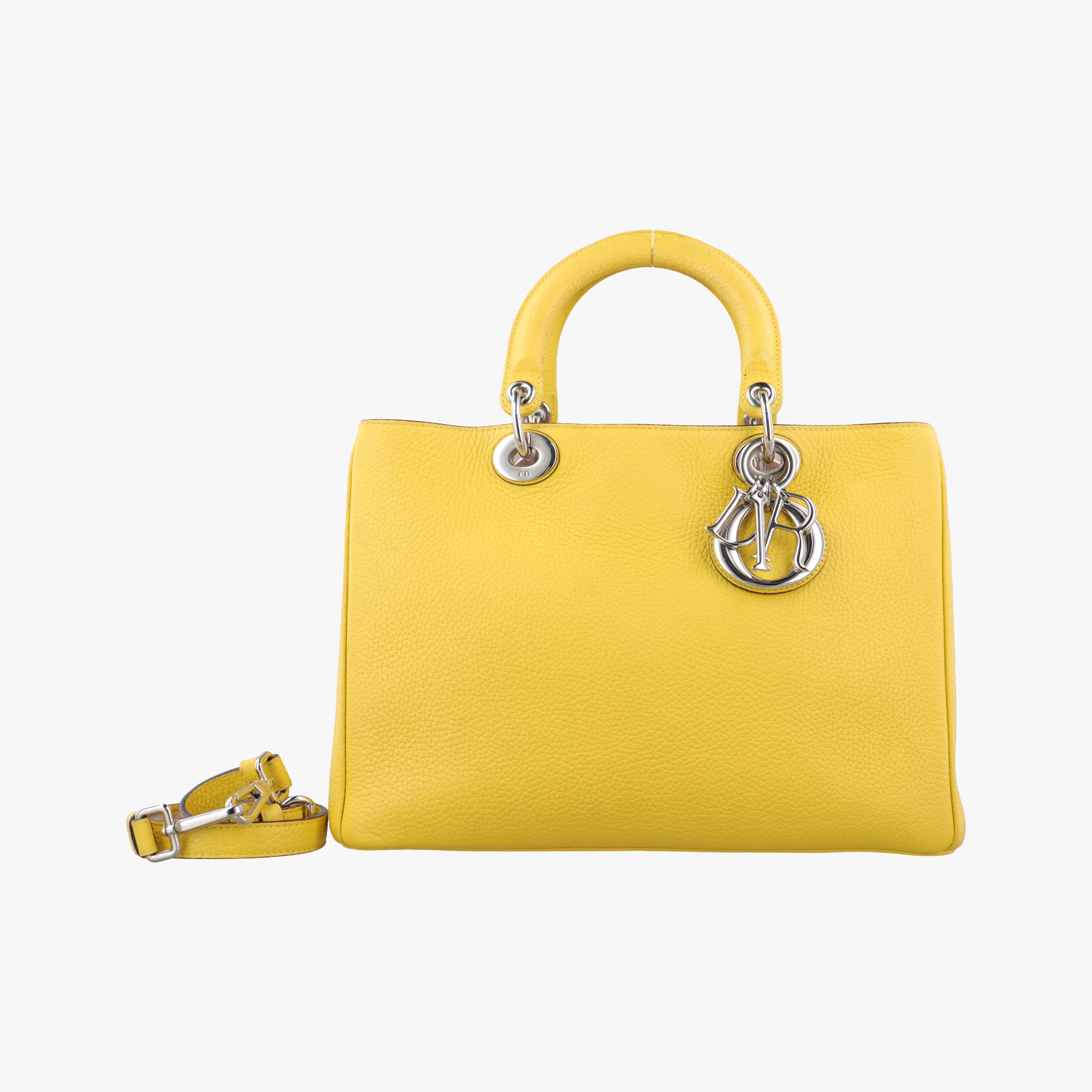 Pre-owned Christian Dior Diorissimo Yellow Leather  shoulderbag | stylenewstar